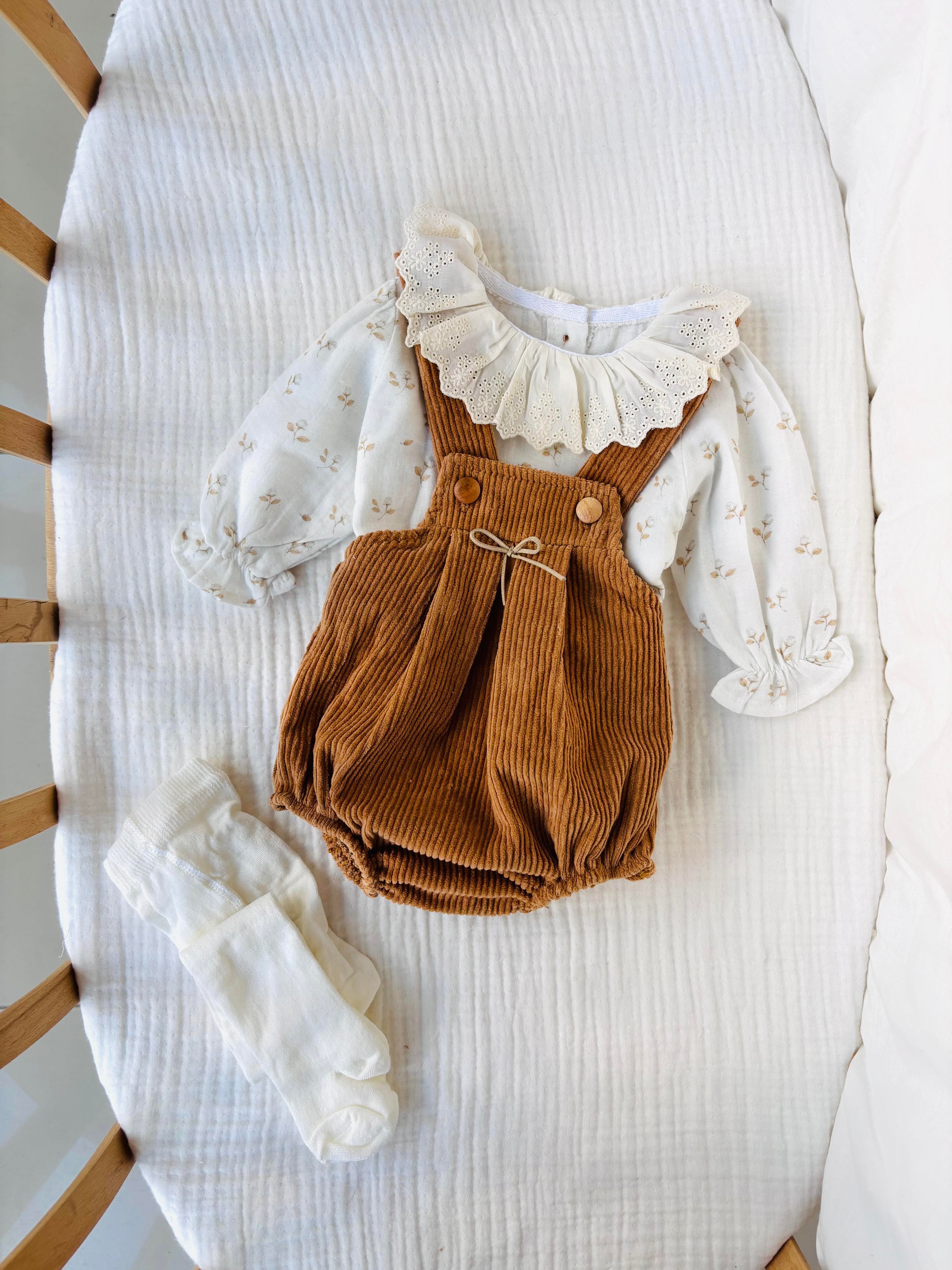 Clara 3 Parça Romper Set - Kahve