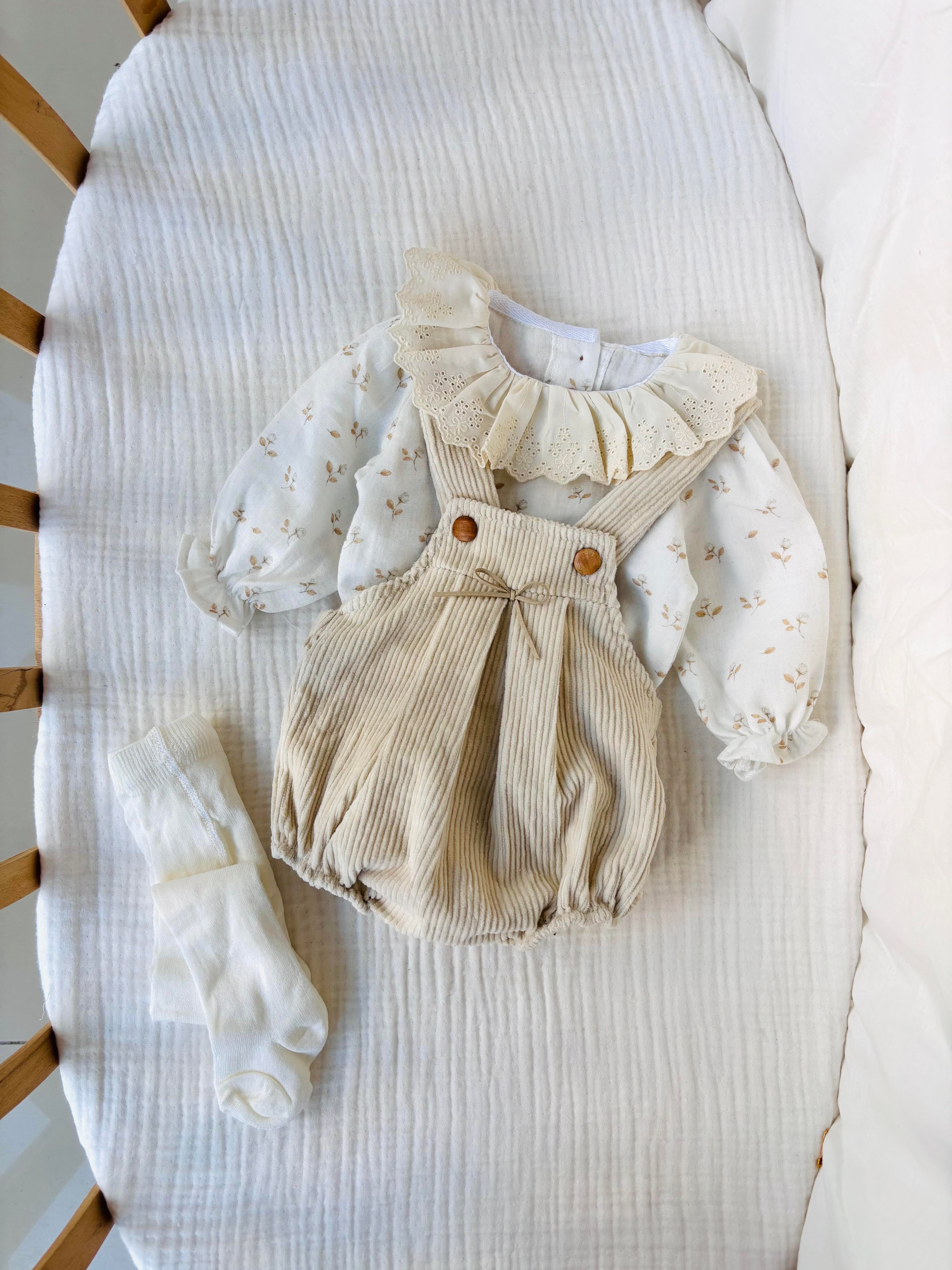 Clara 3 Parça Romper Set - Krem