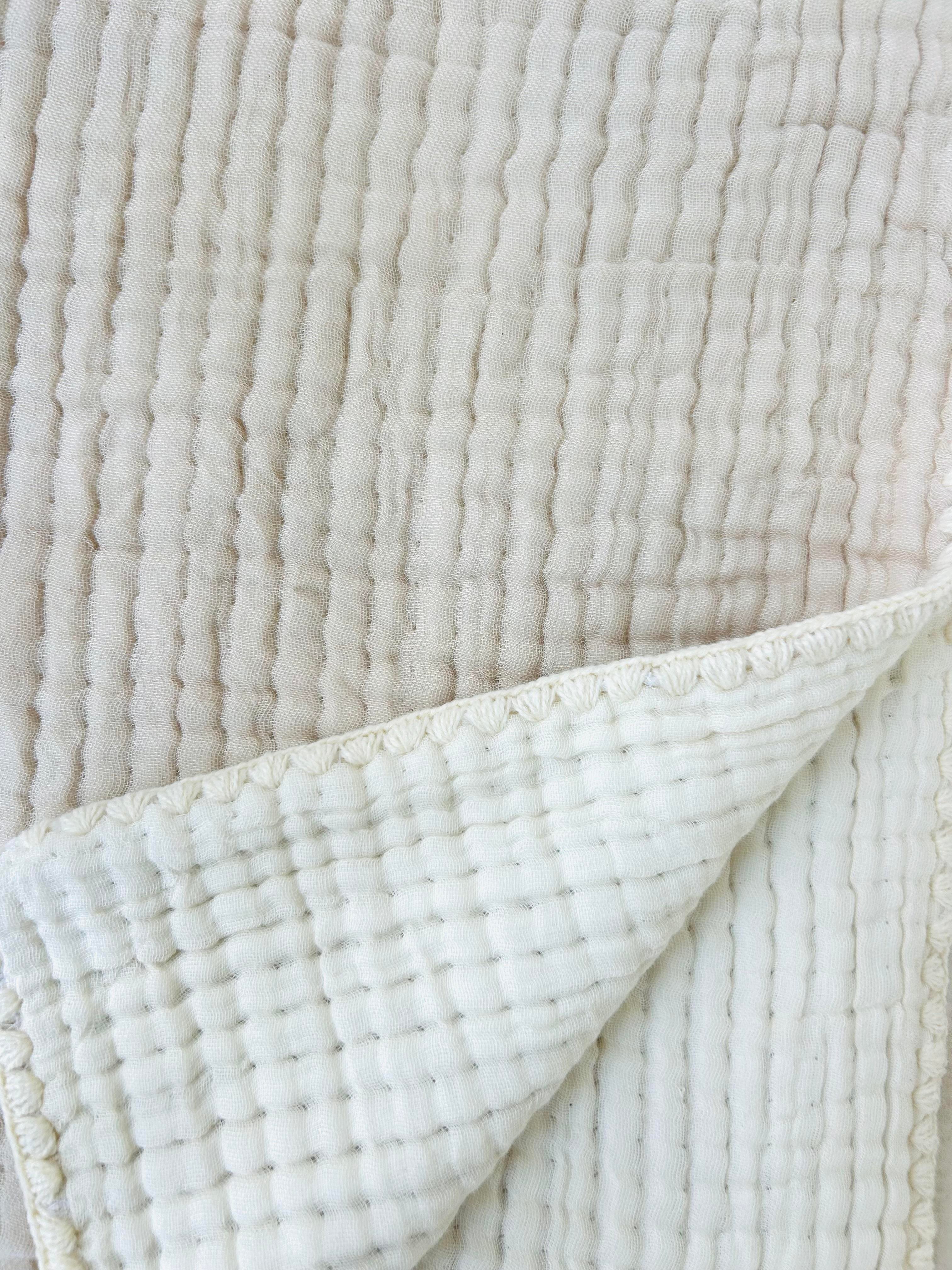 Dört Kat Müslin Battaniye - Krem