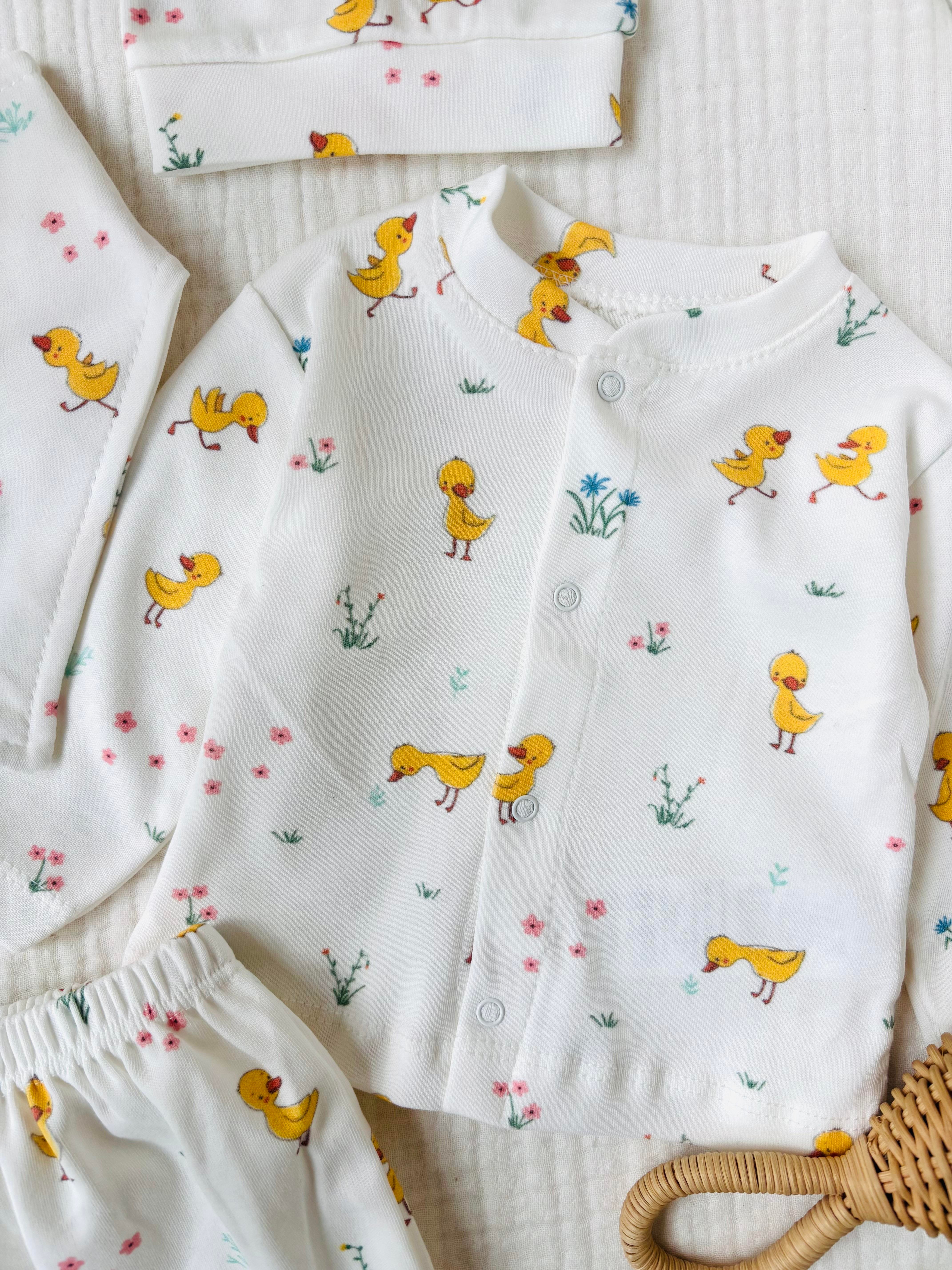 Duck Ördek Desenli Yenidoğan Takım