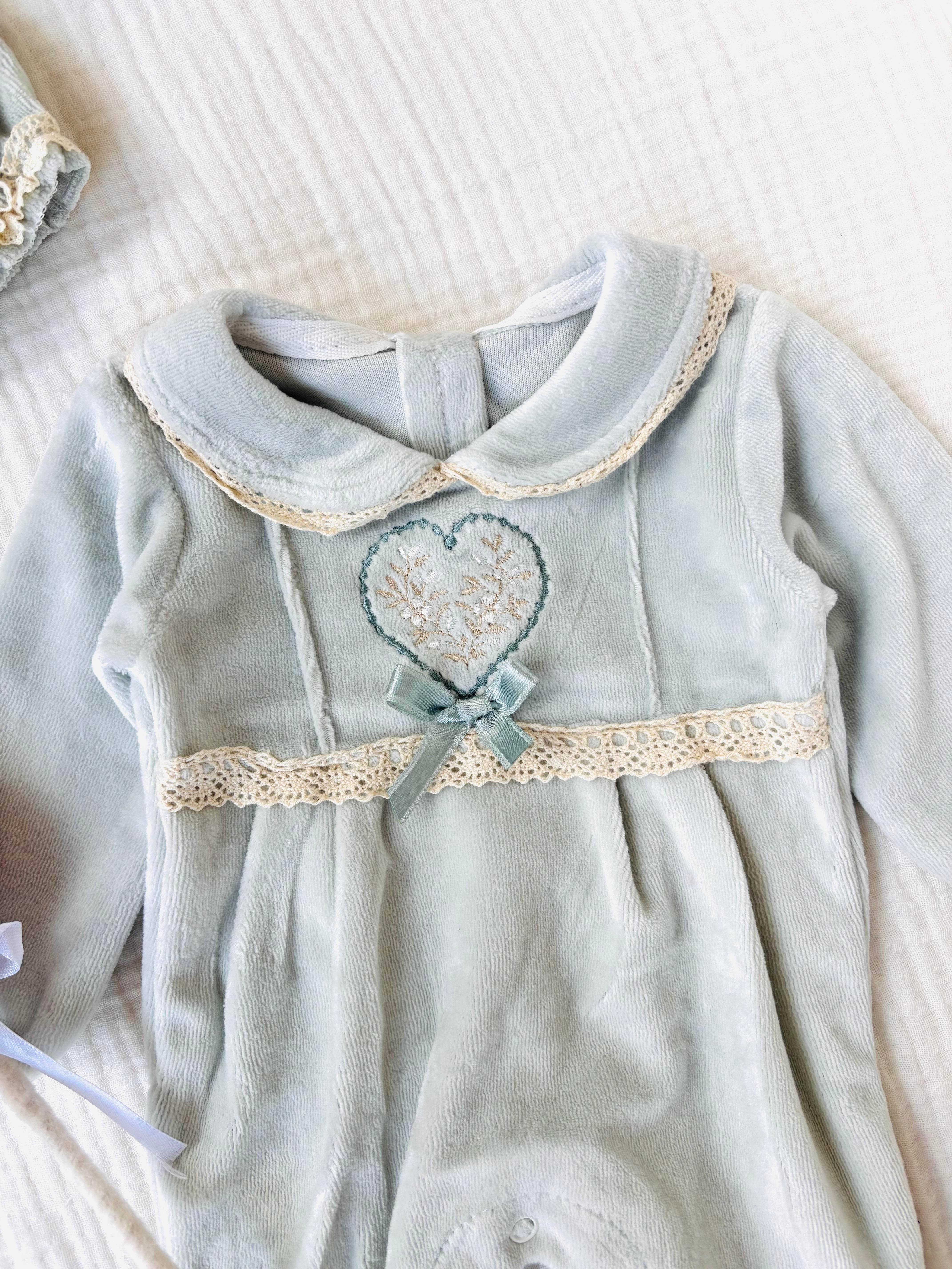 Elf Kadife Kız Bebek Tulum - Mint