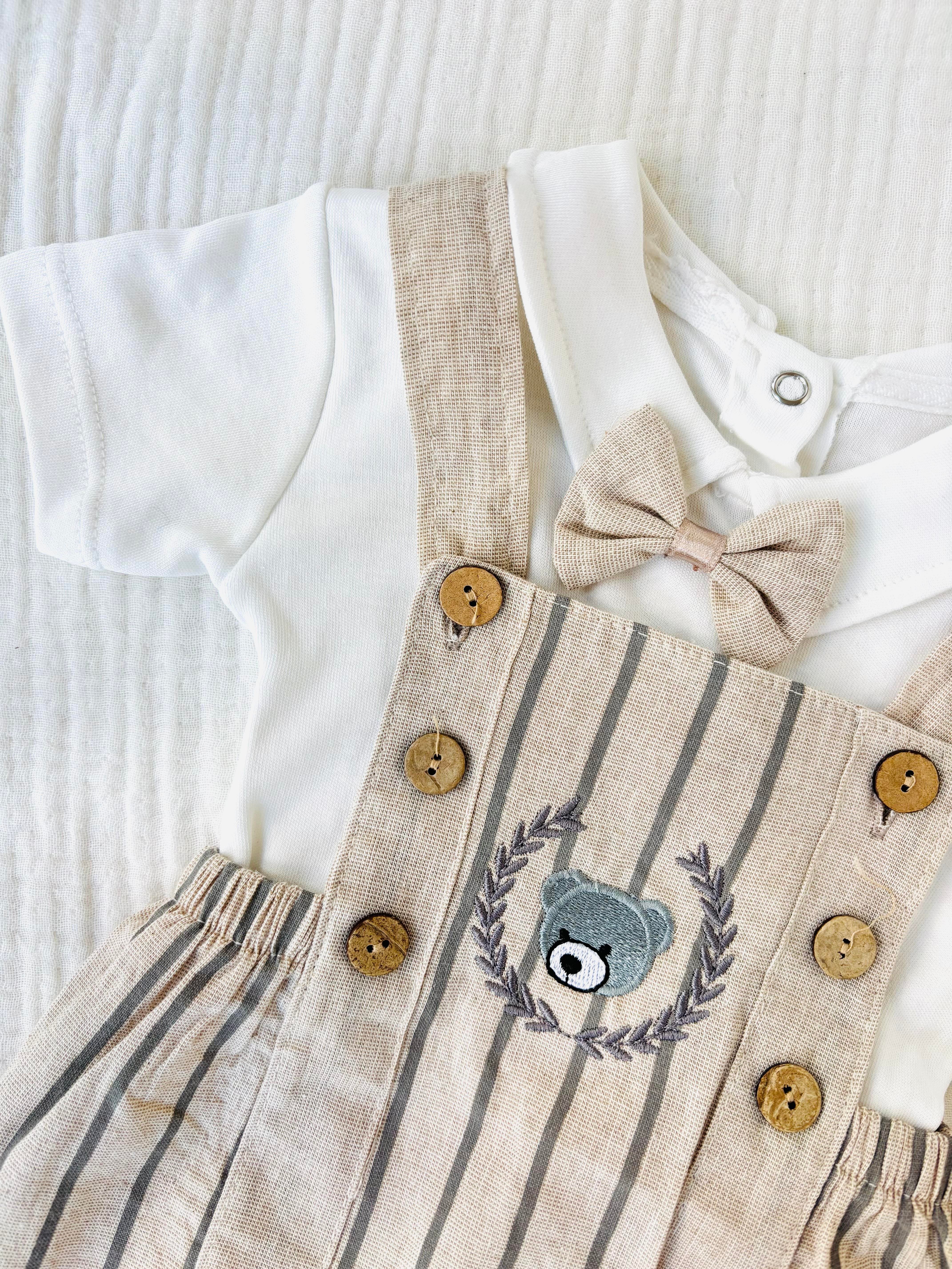 Elio Ayı Nakışlı Salopet Takım