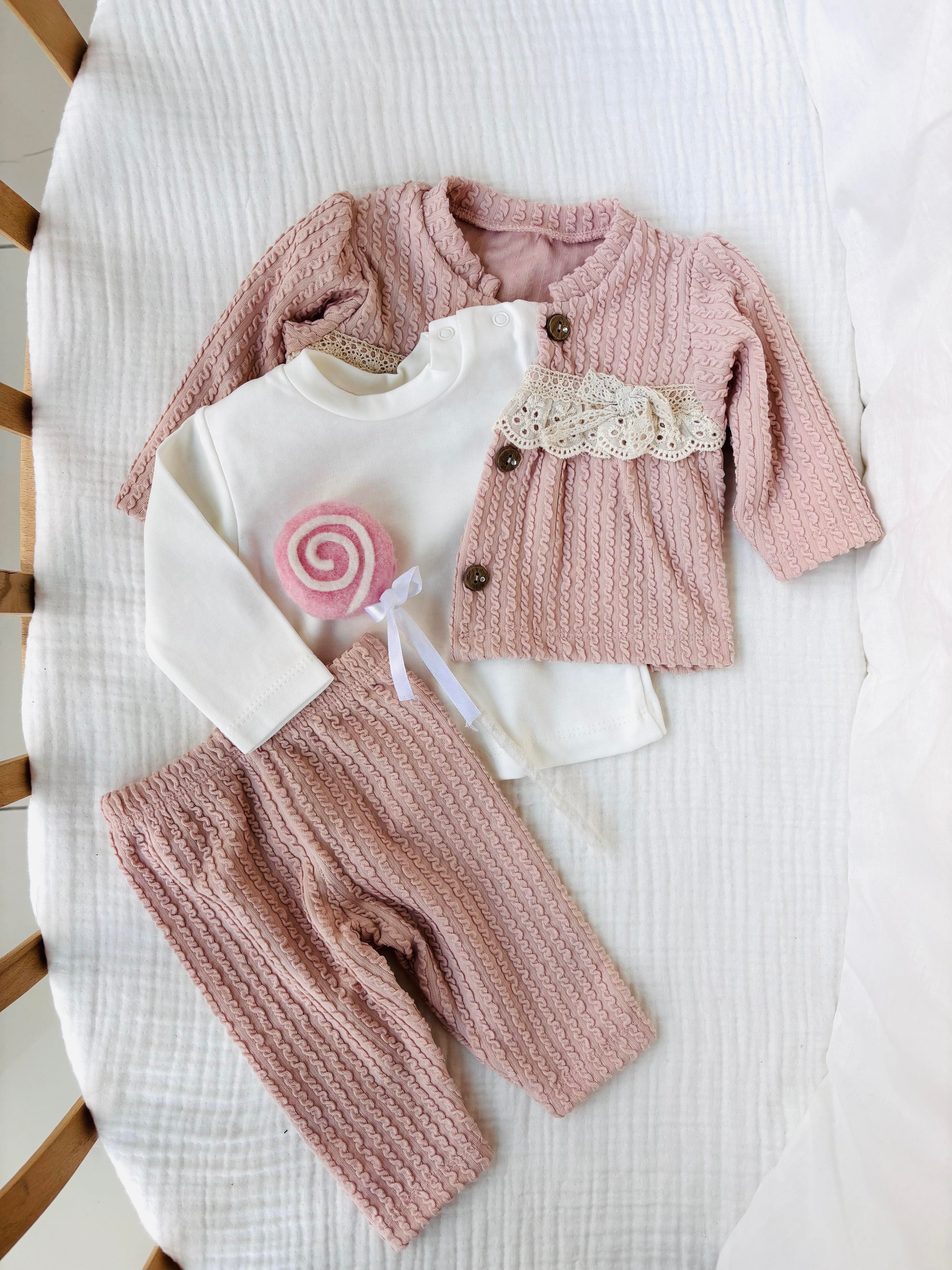 Evelina 3 Parça Kız Bebek Takım