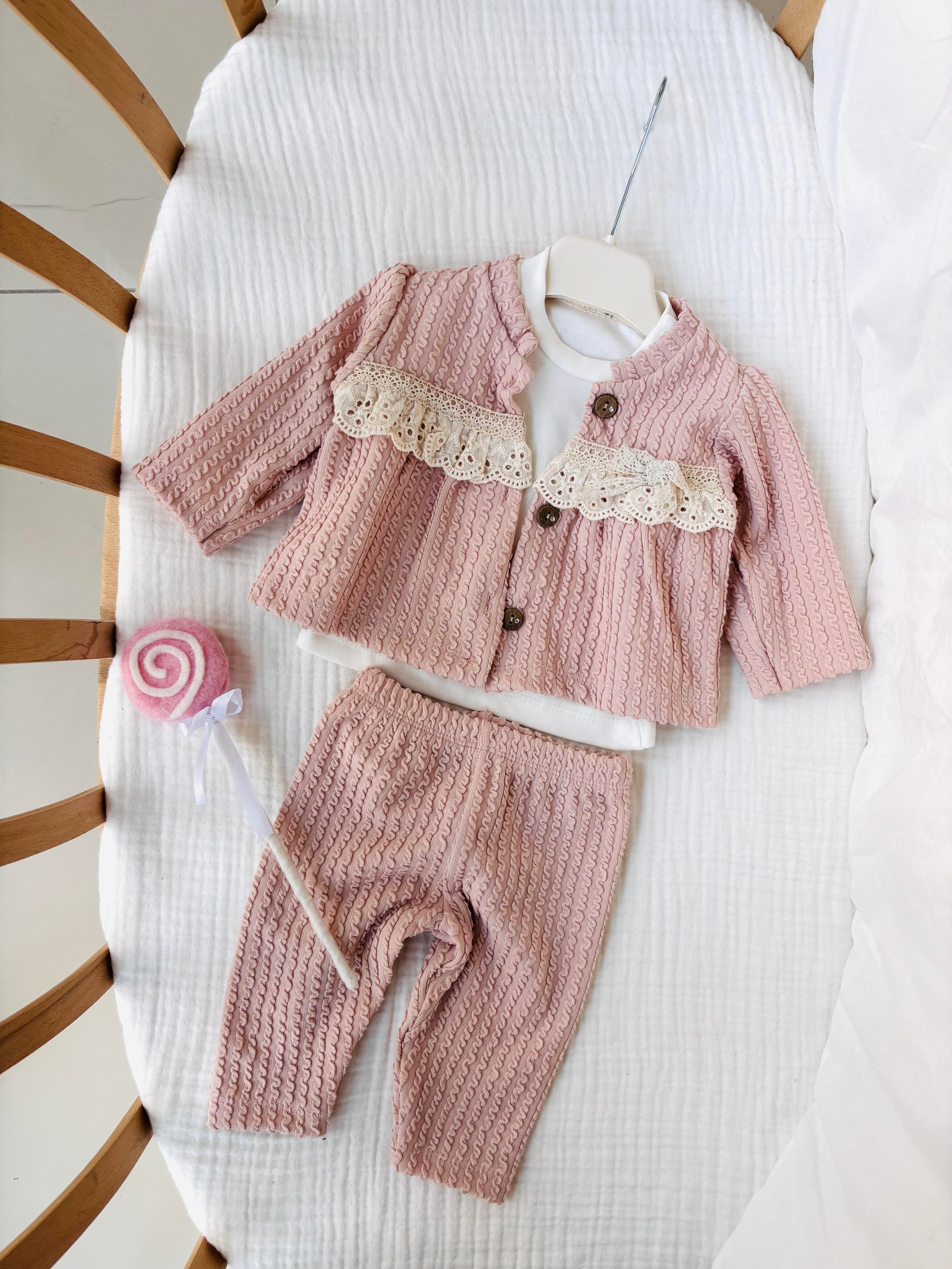 Evelina 3 Parça Kız Bebek Takım