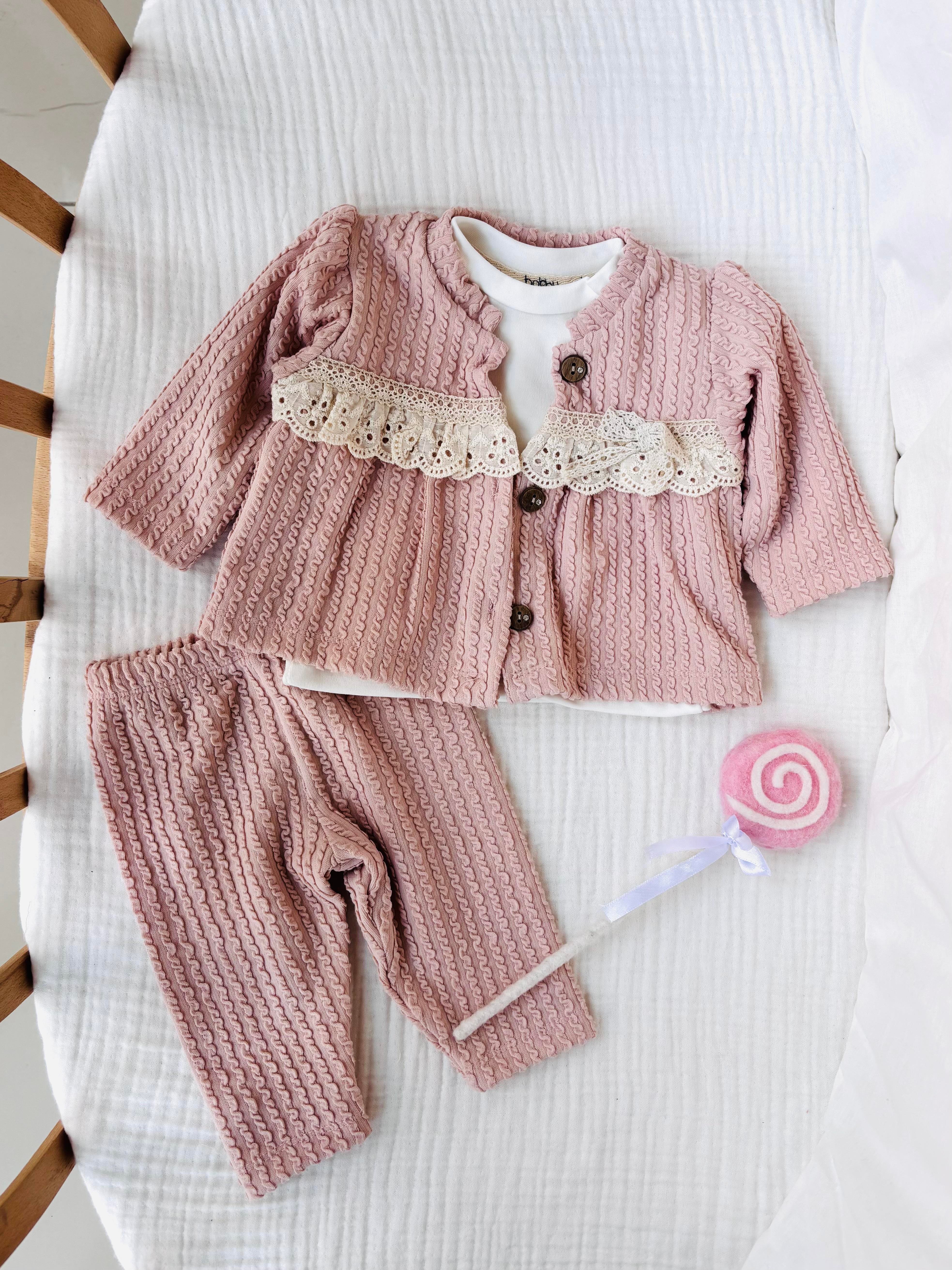 Evelina 3 Parça Kız Bebek Takım