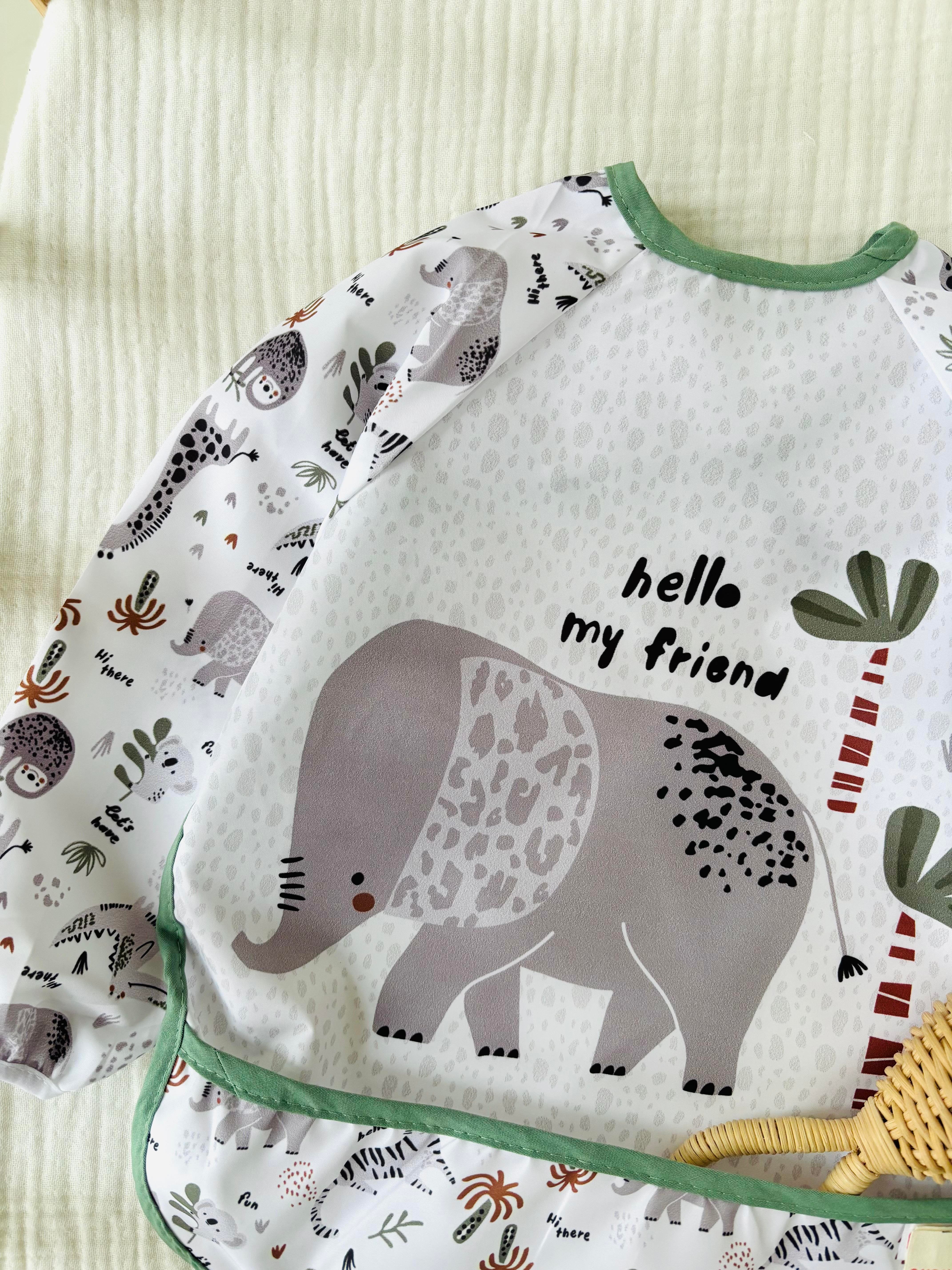 Fil Desenli Kollu Mama Önlüğü