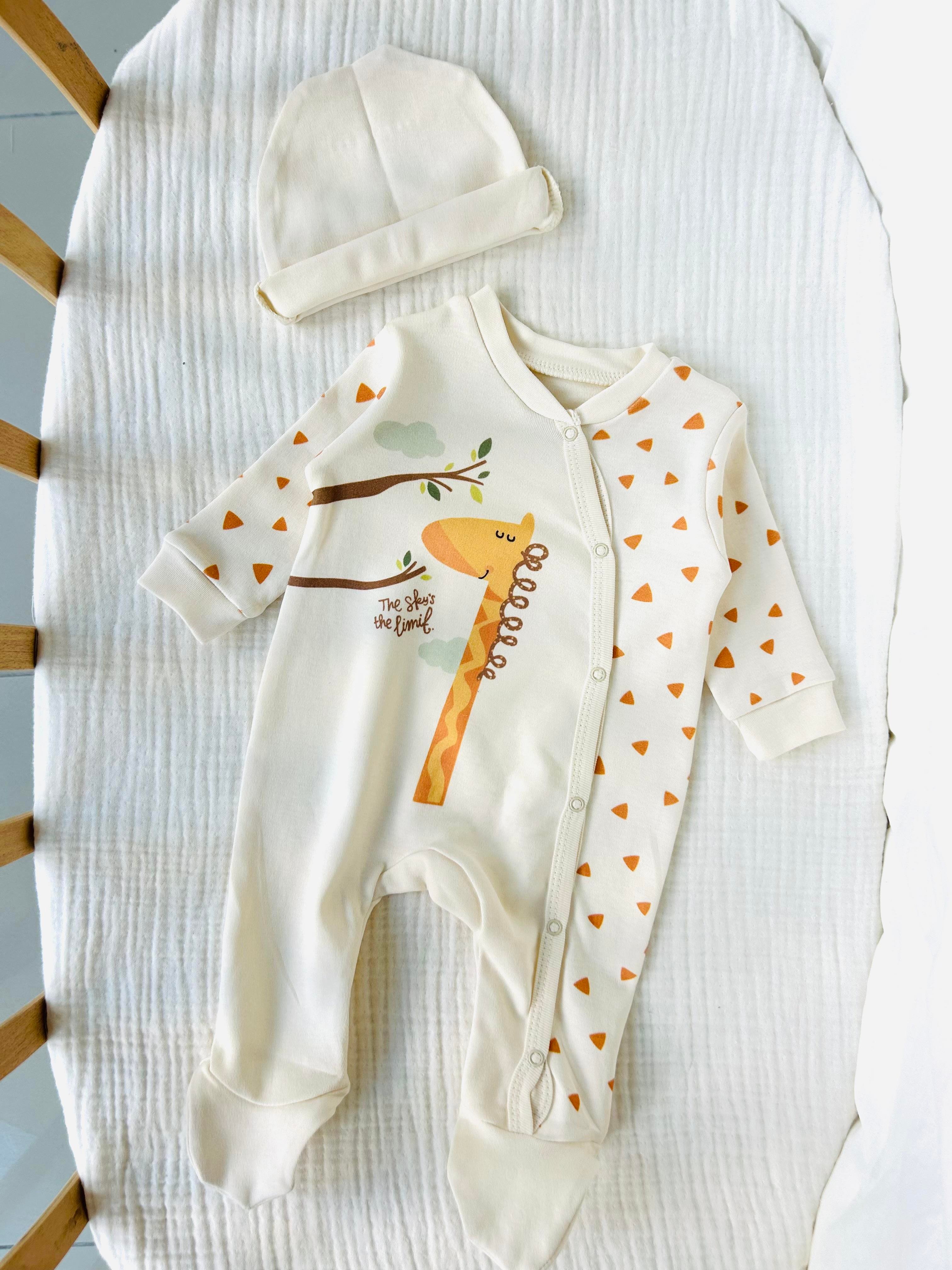 Giraffe Erkek Bebek Şapkalı Tulum