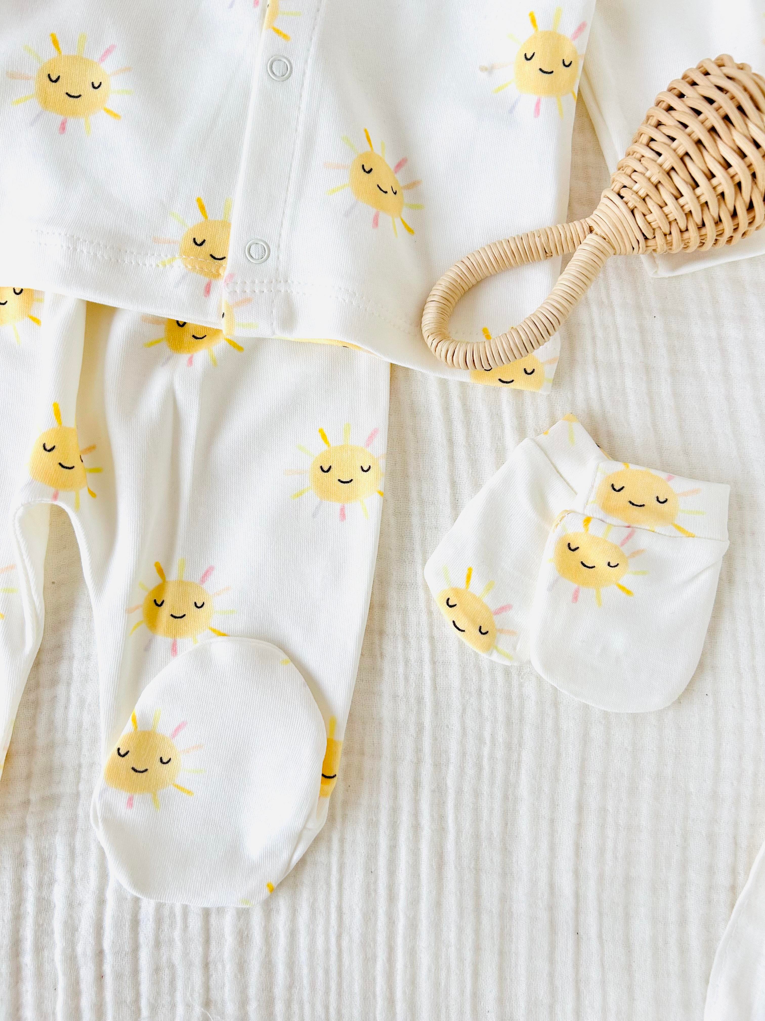 Güneş Desenli 5 Parça Yenidoğan Set