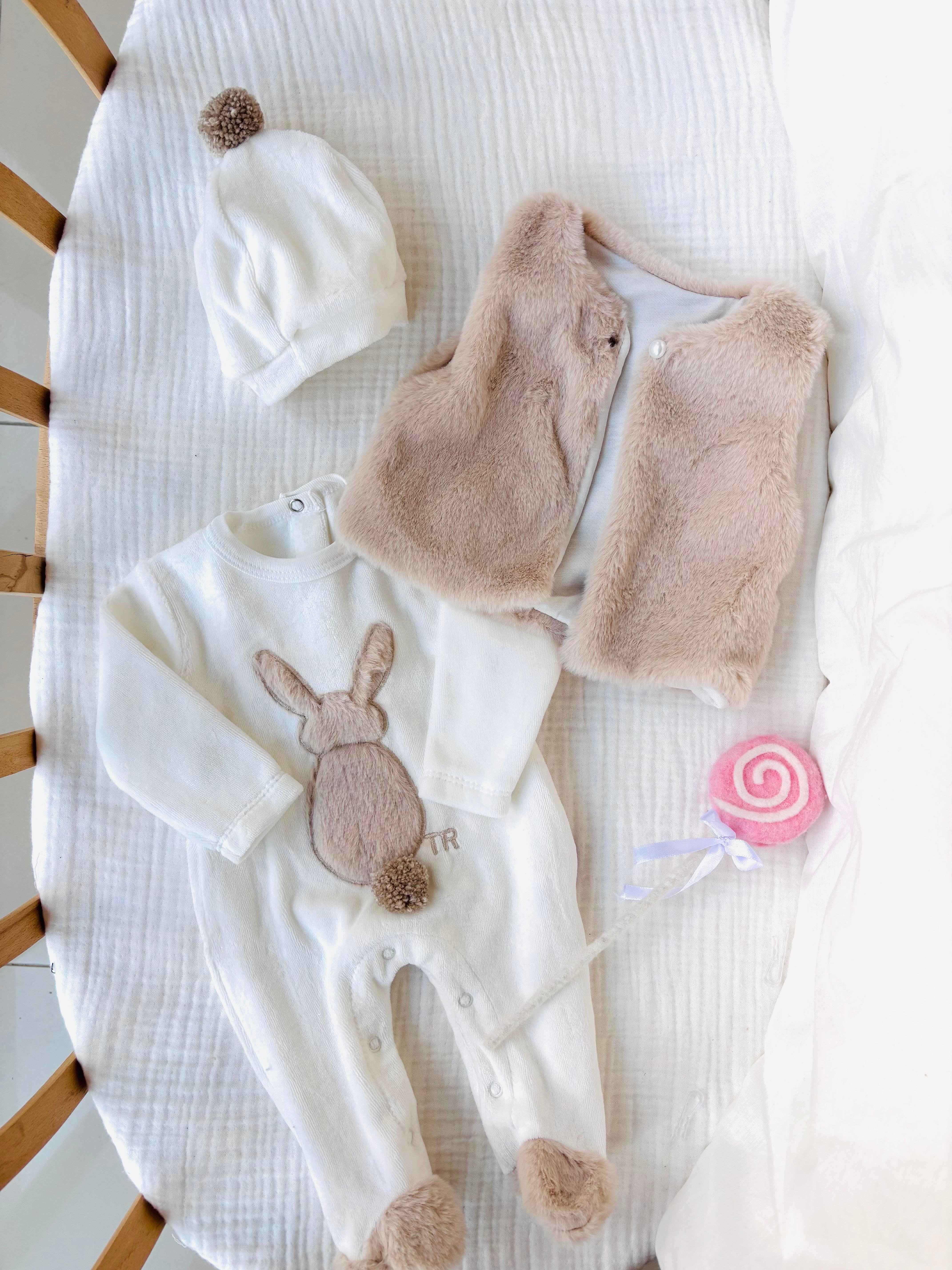 Joy Peluş Yelek Tulum - Bej