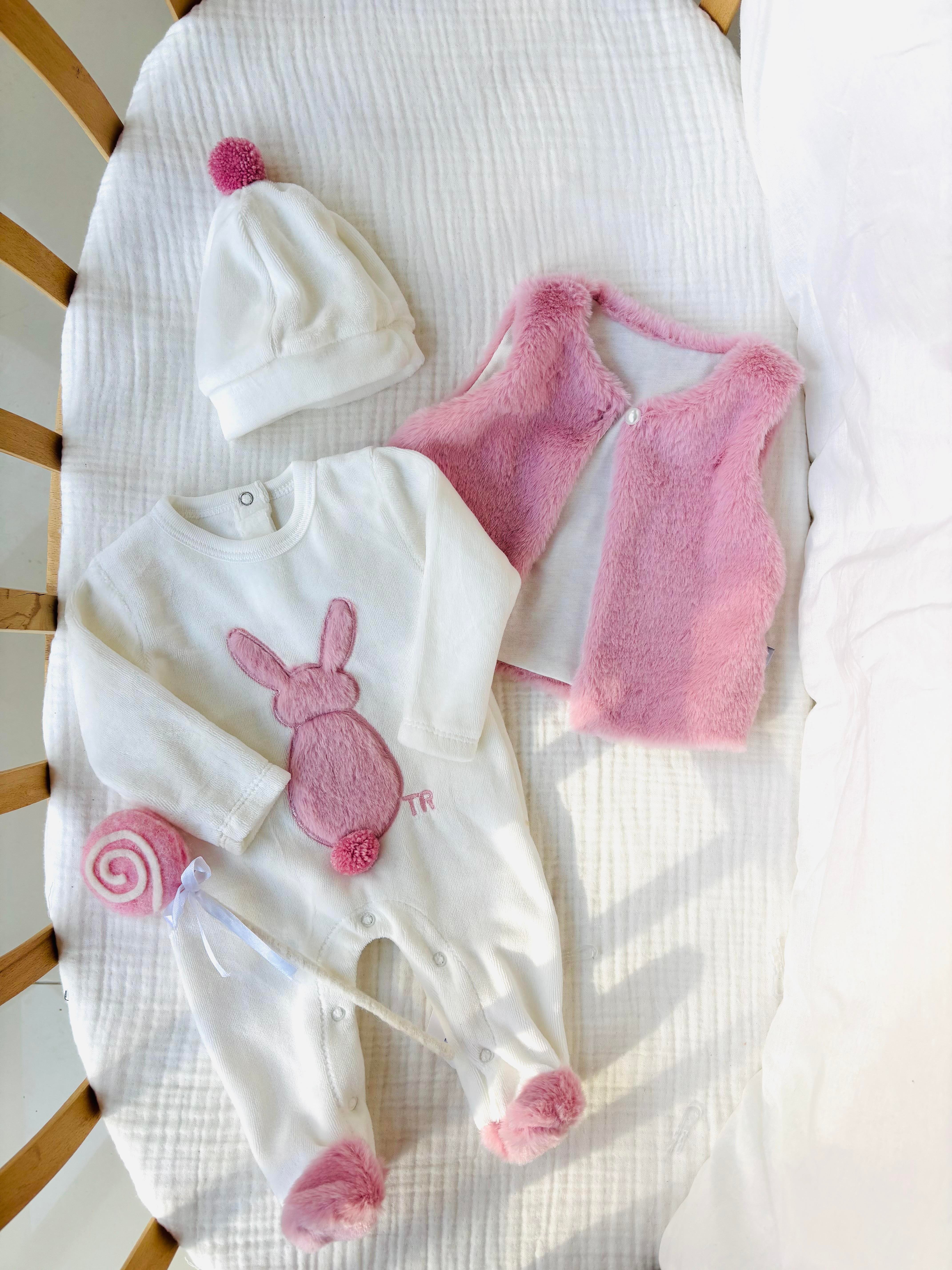 Joy Peluş Yelek Tulum - Pembe