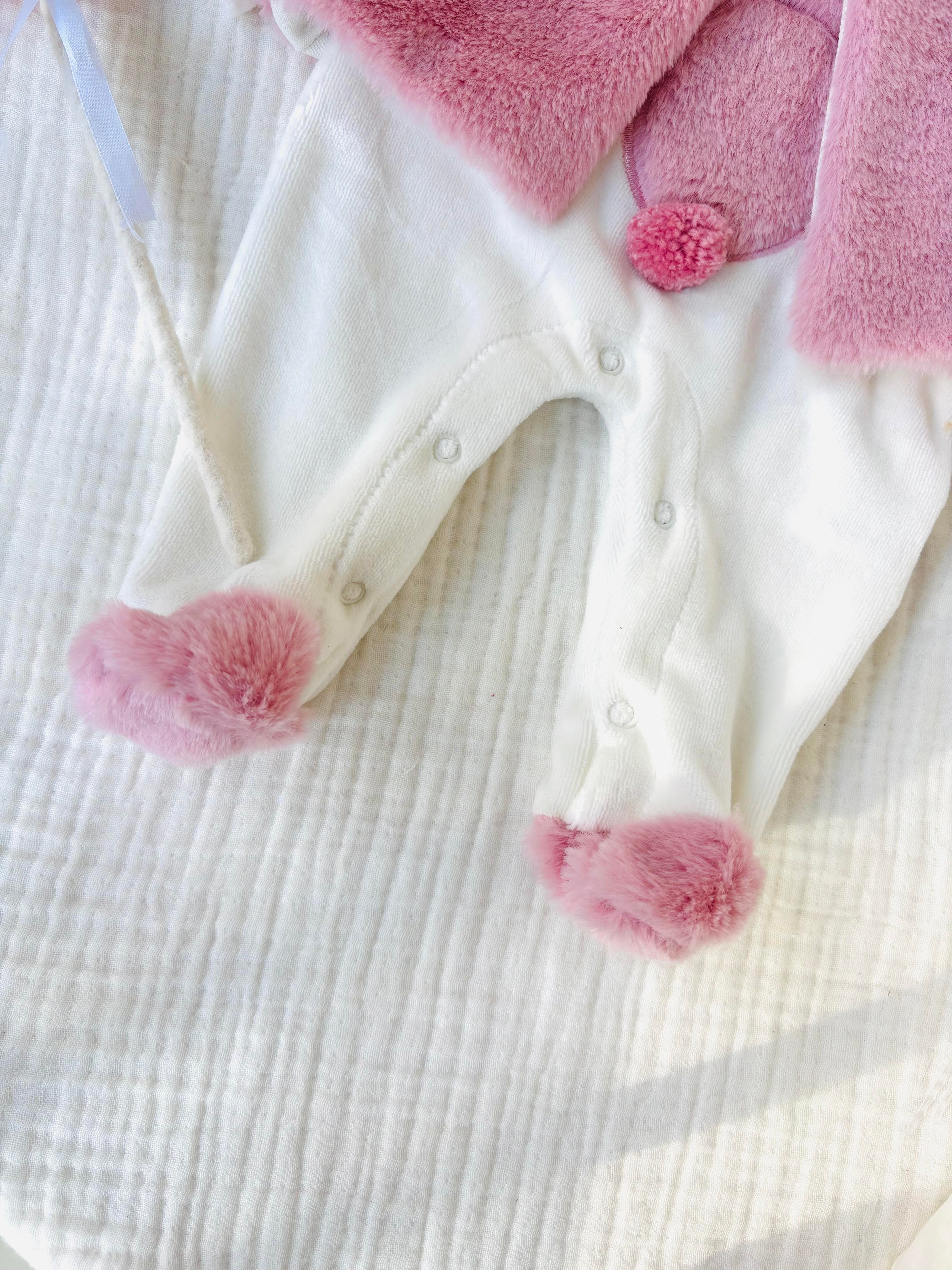 Joy Peluş Yelek Tulum - Pembe