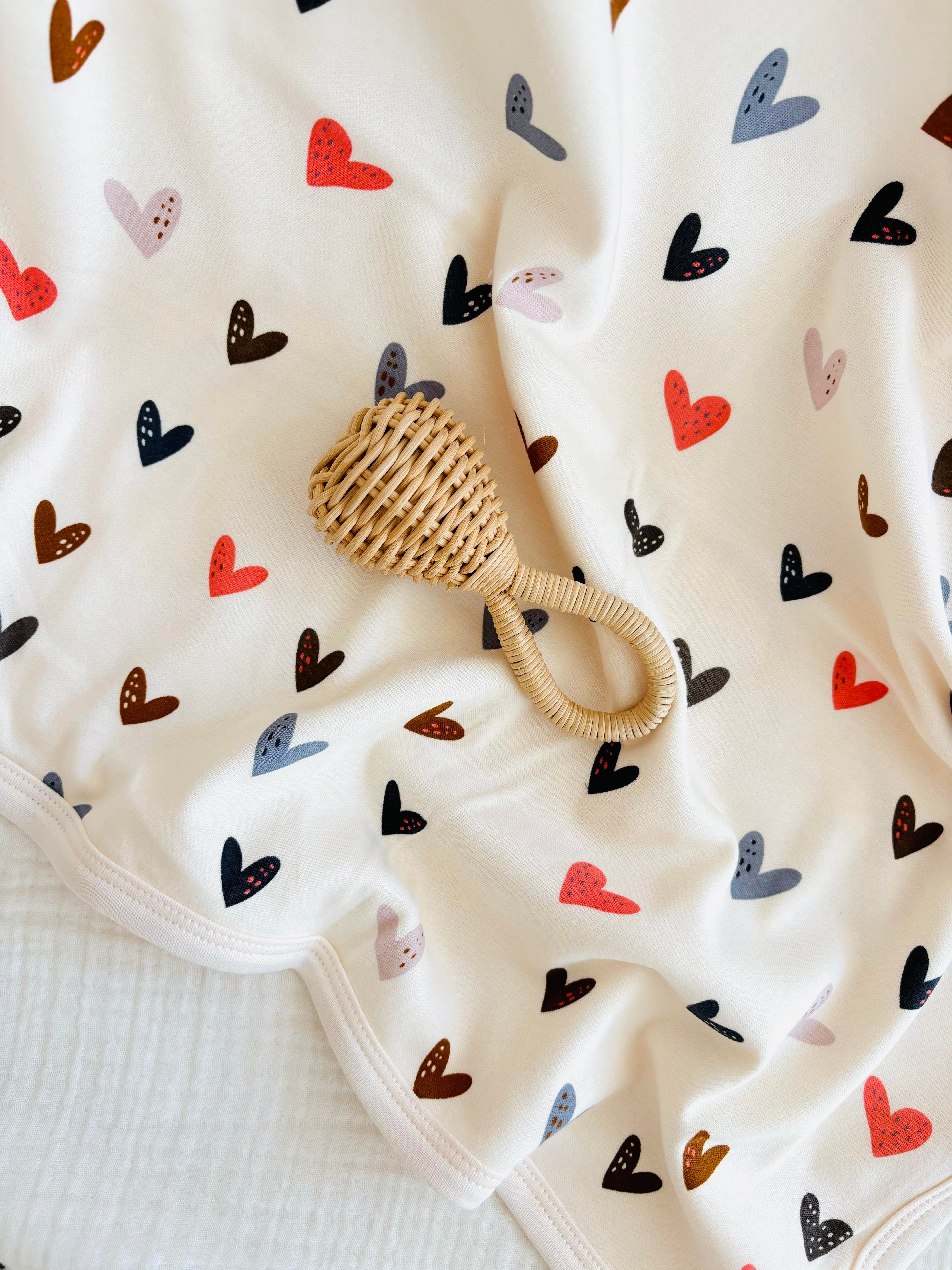 Kalp Desenli Penye Battaniye