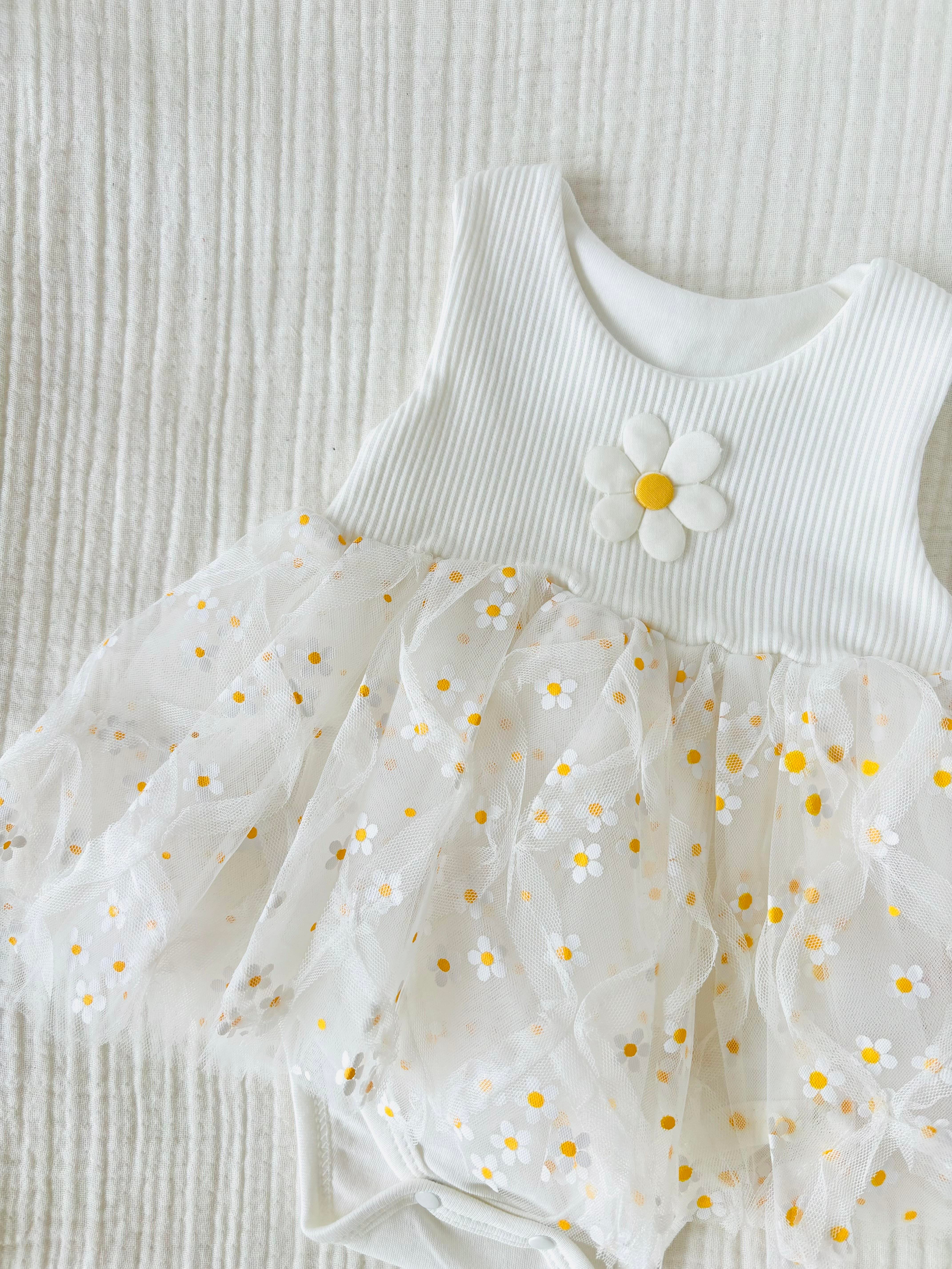 Lisa Papatyalı Tütü Elbise - Beyaz