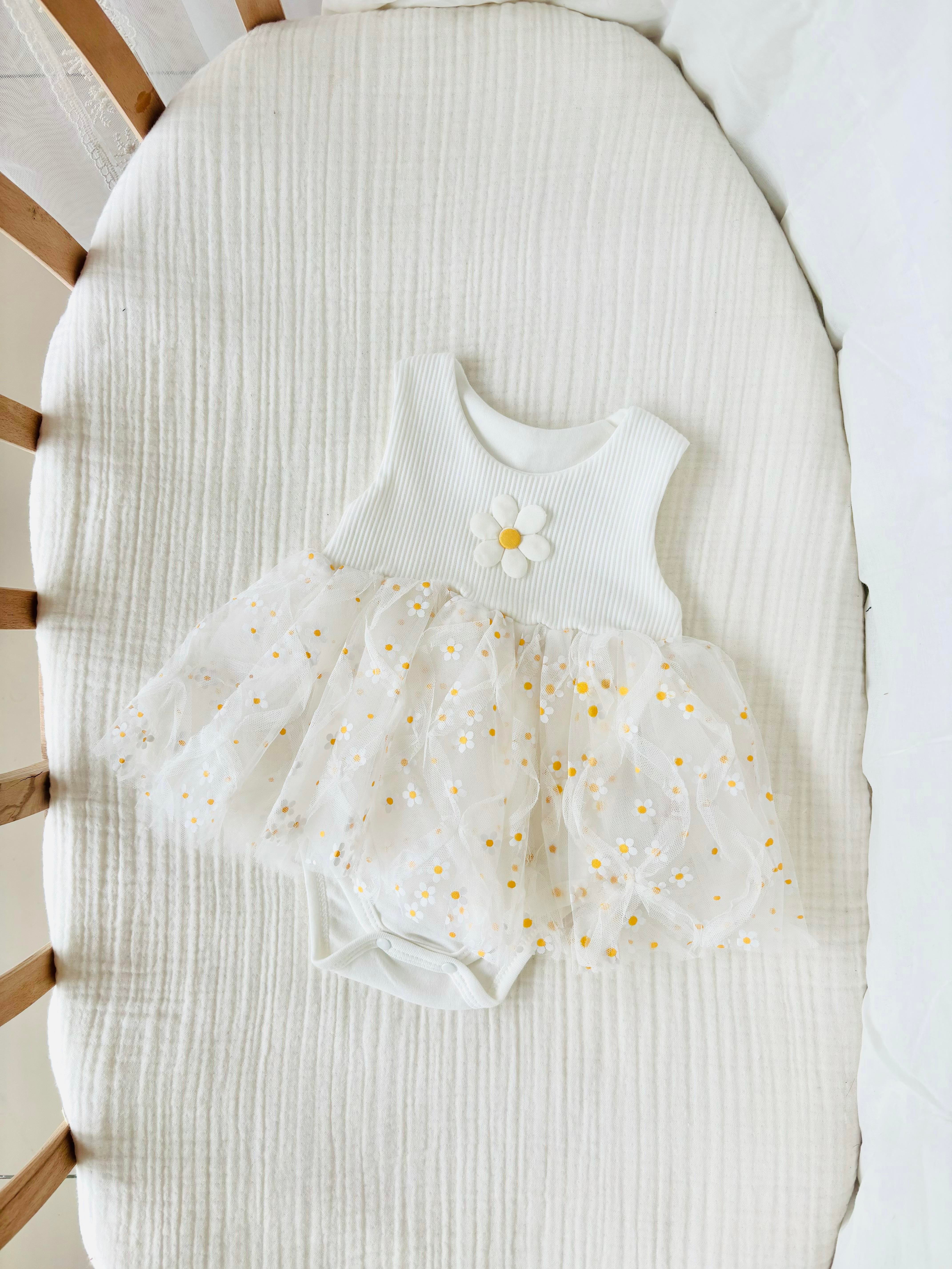 Lisa Papatyalı Tütü Elbise - Beyaz