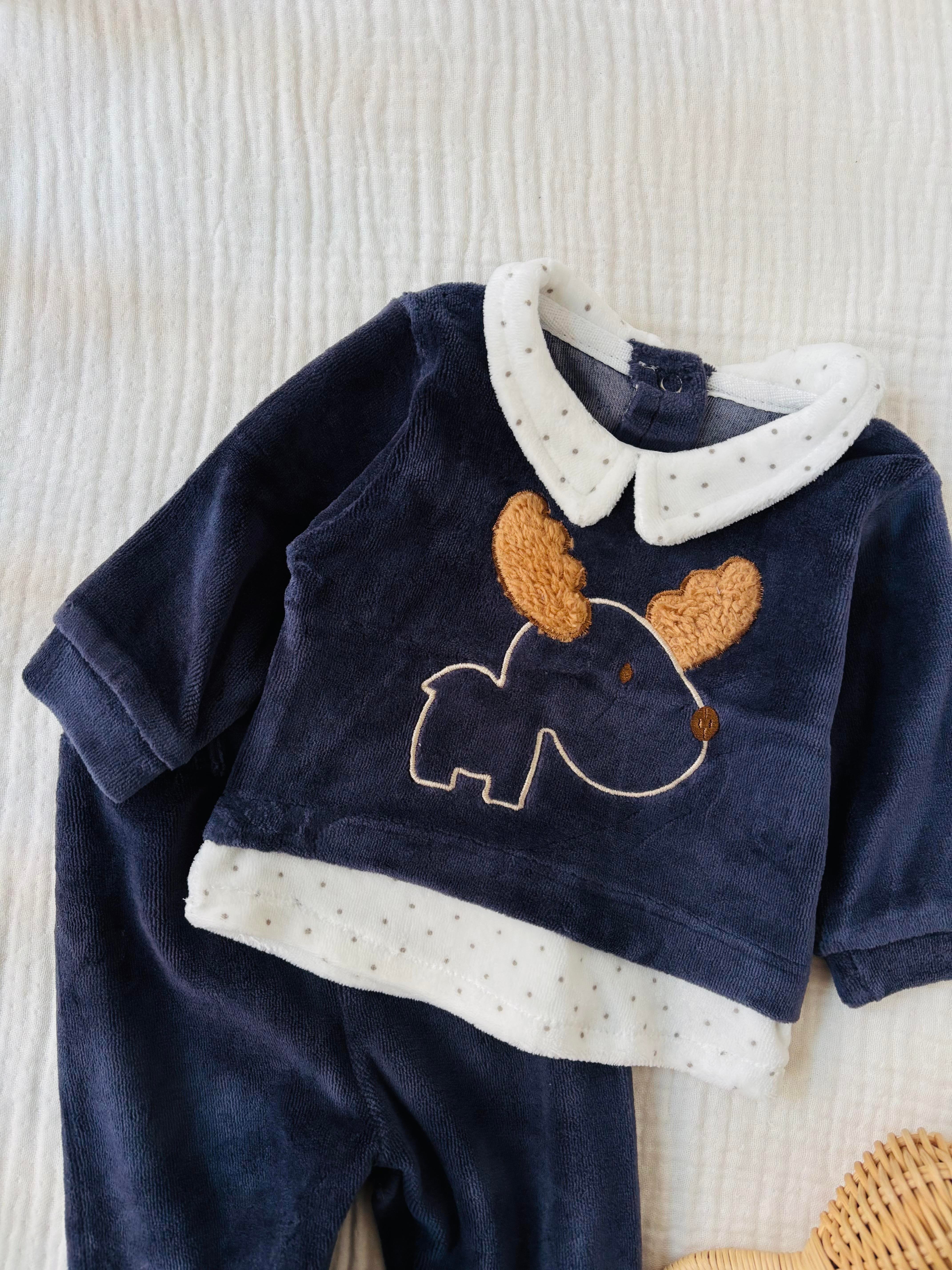 Luca Geyikli Kadife Takım - Lacivert