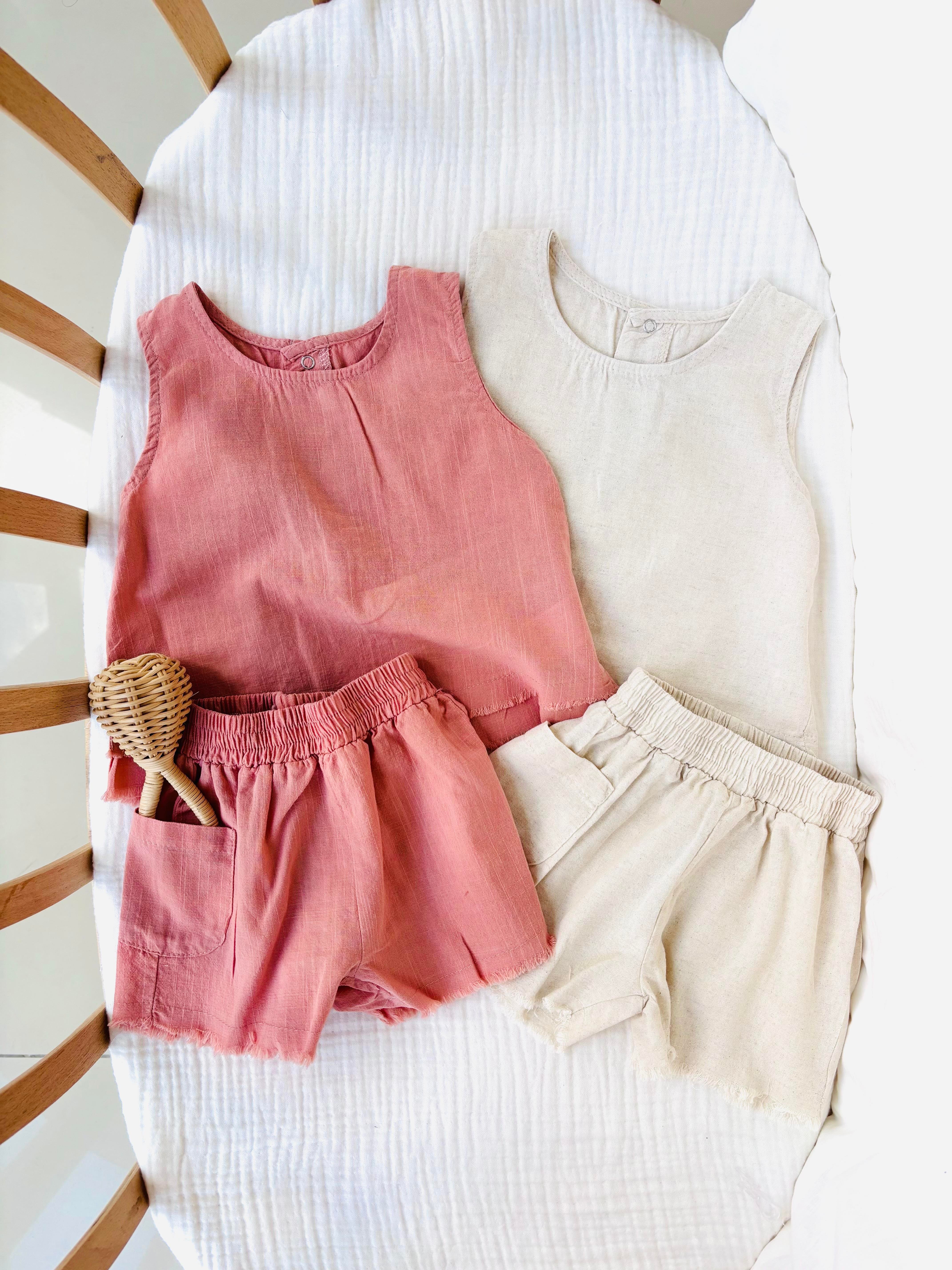 Luna Keten Alt Üst Takım - Gül Kurusu