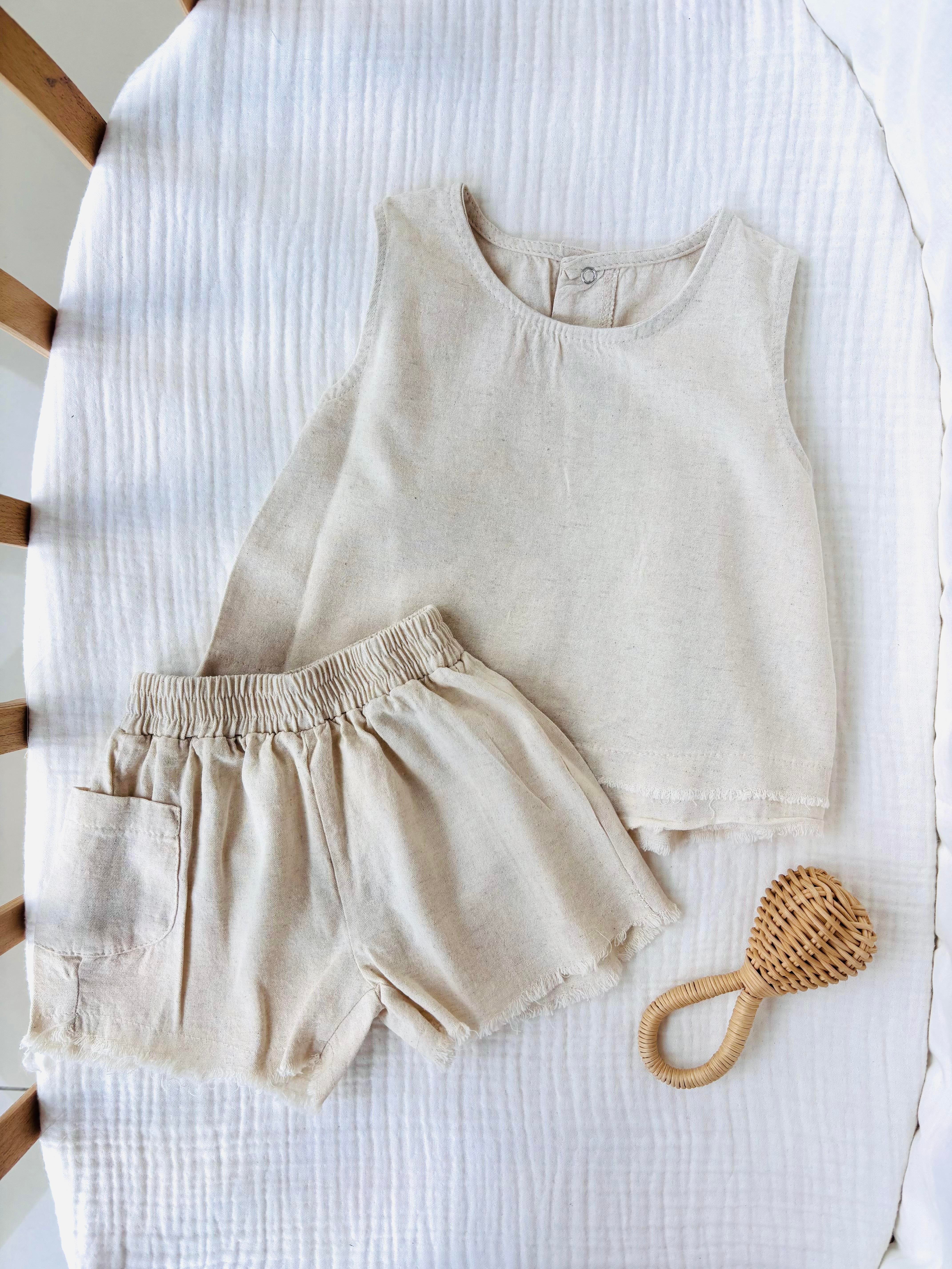 Luna Keten Alt Üst Takım - Krem