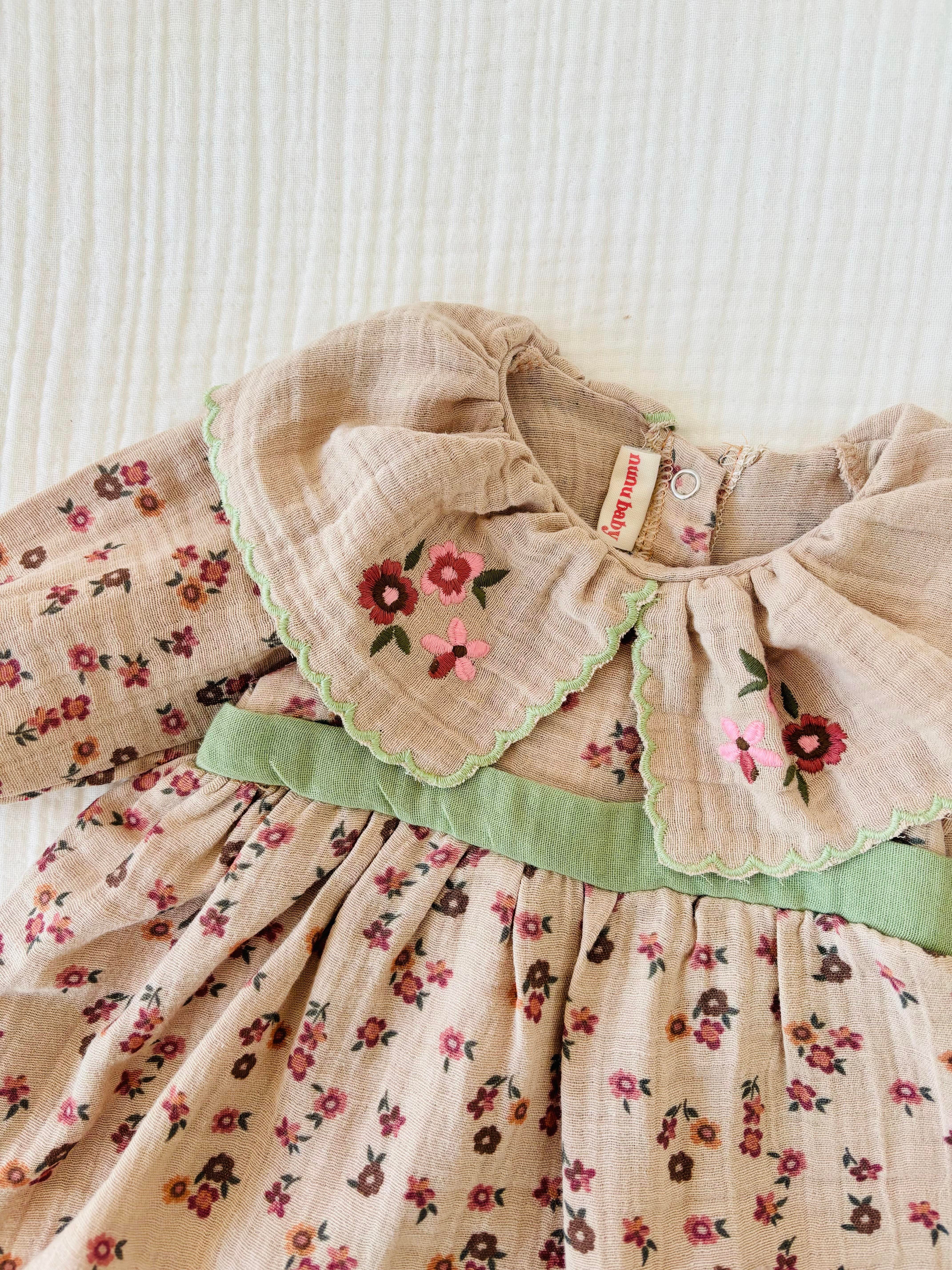 Mabel Müslin Elbise - Yeşil