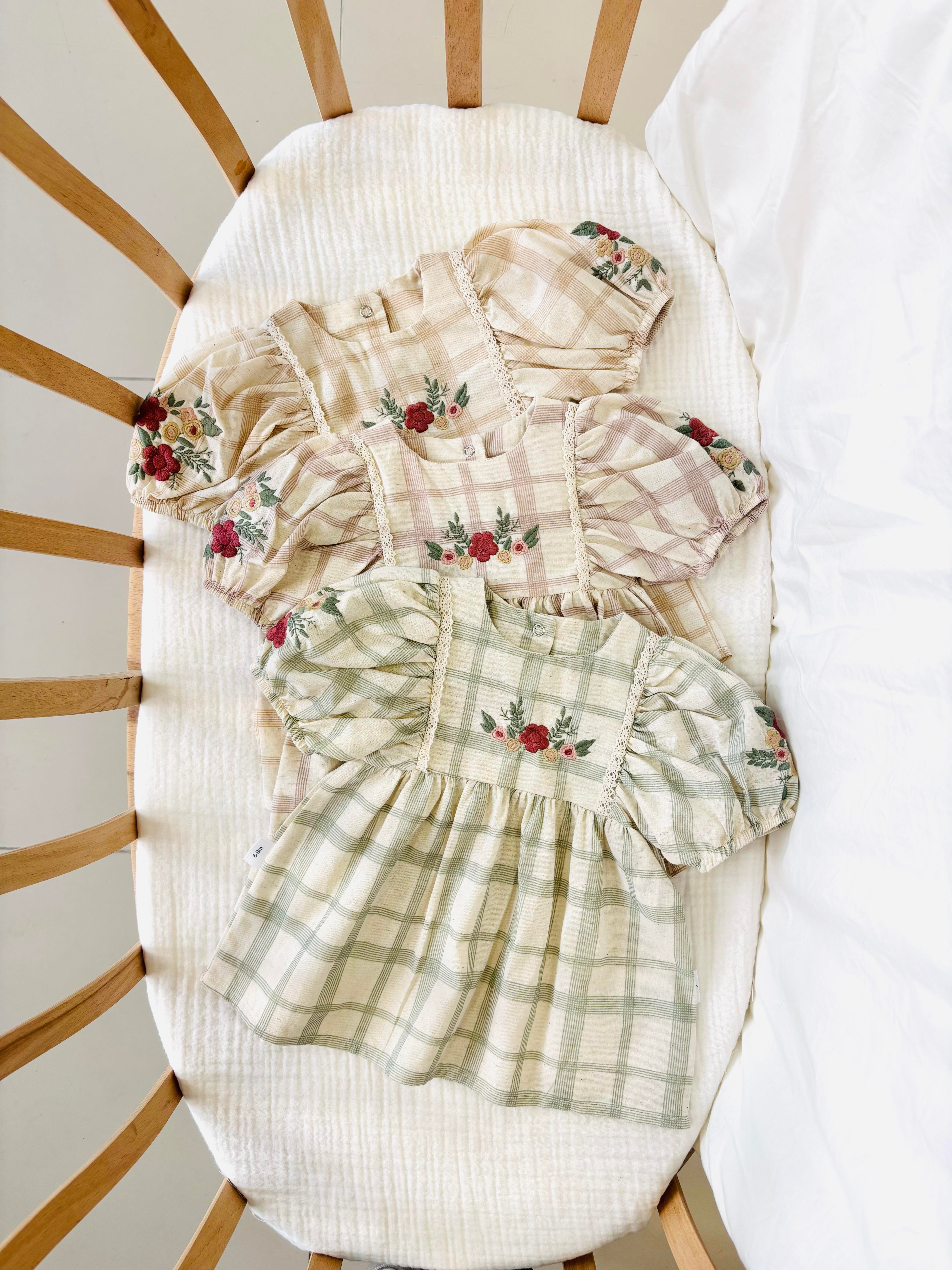 Maria Nakışlı Elbise - Krem