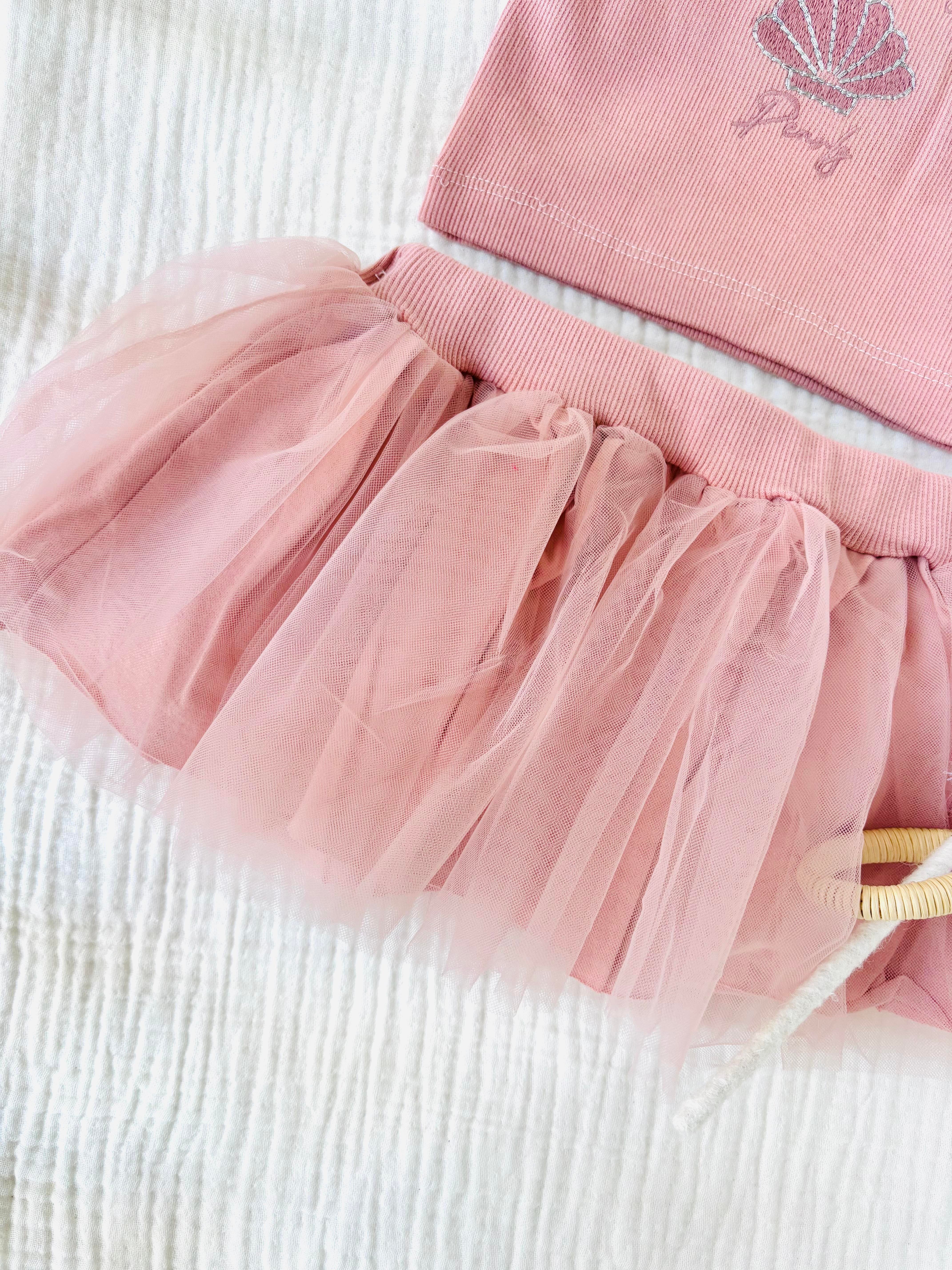 Mermaid Tütü Etekli Takım - Gül Kurusu