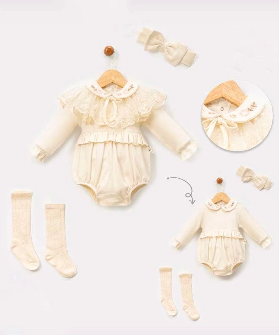 Mia 4 Parça Dantel Yaka Romper 