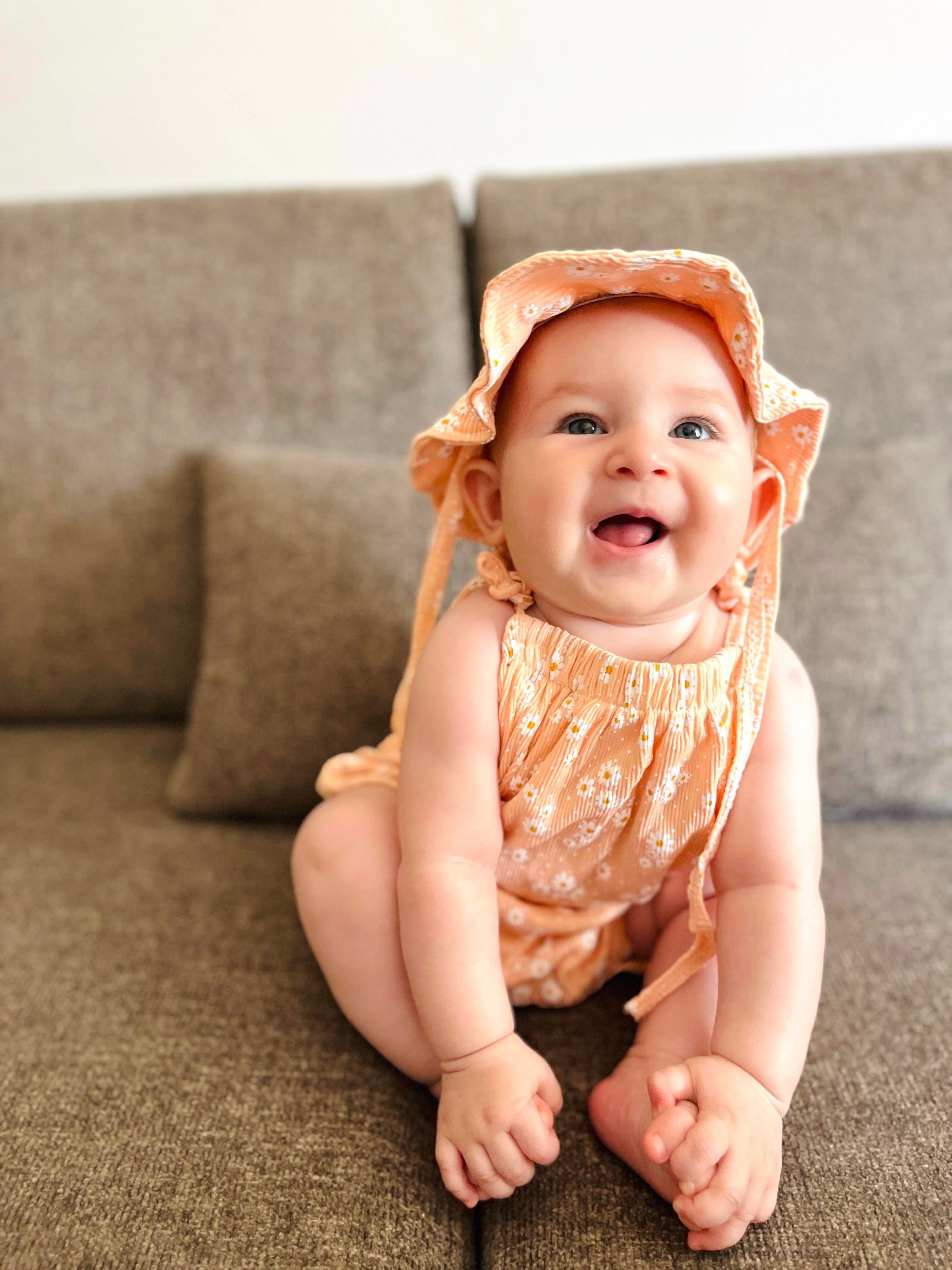 Mini Papatyalı Şapkalı Tulum - Turuncu