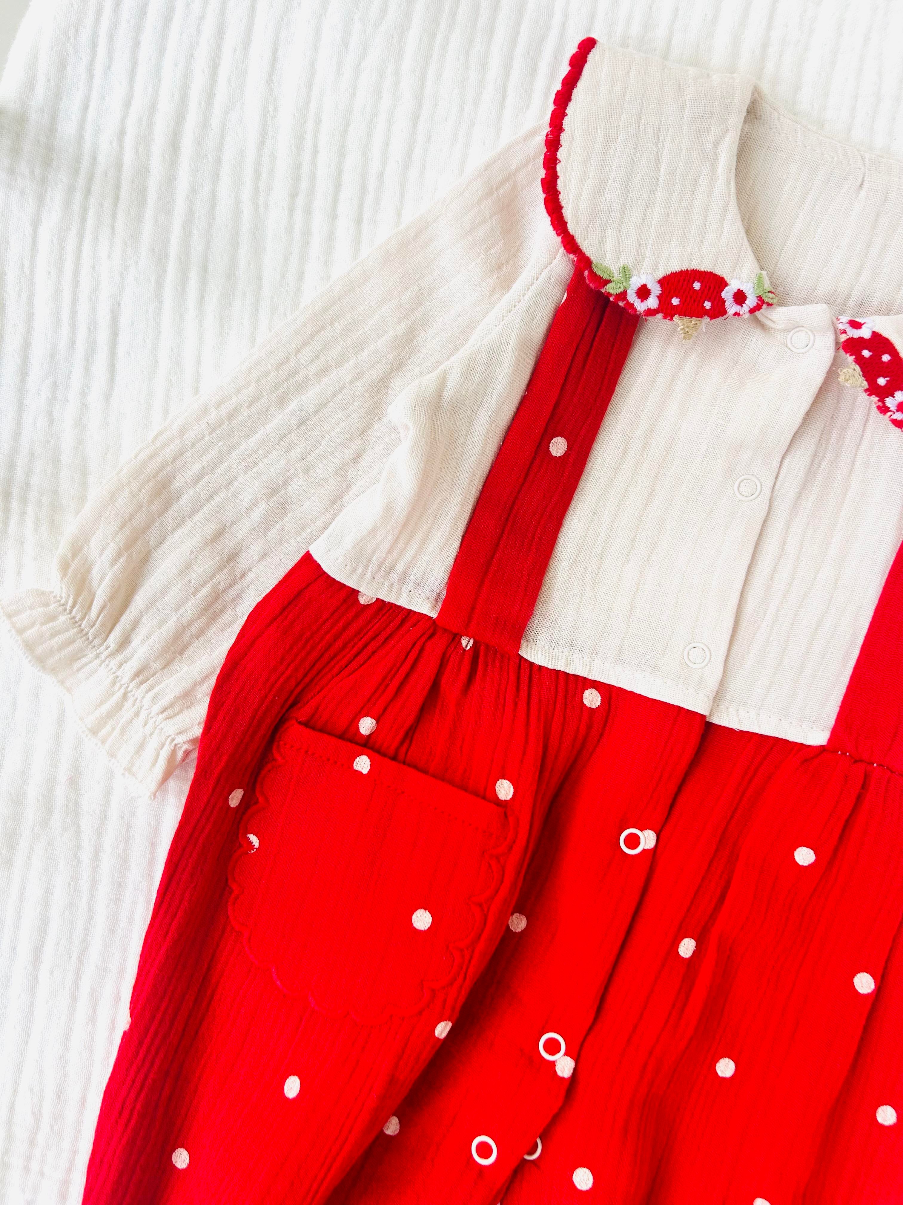 Paty Kırmızı Müslin Tulum