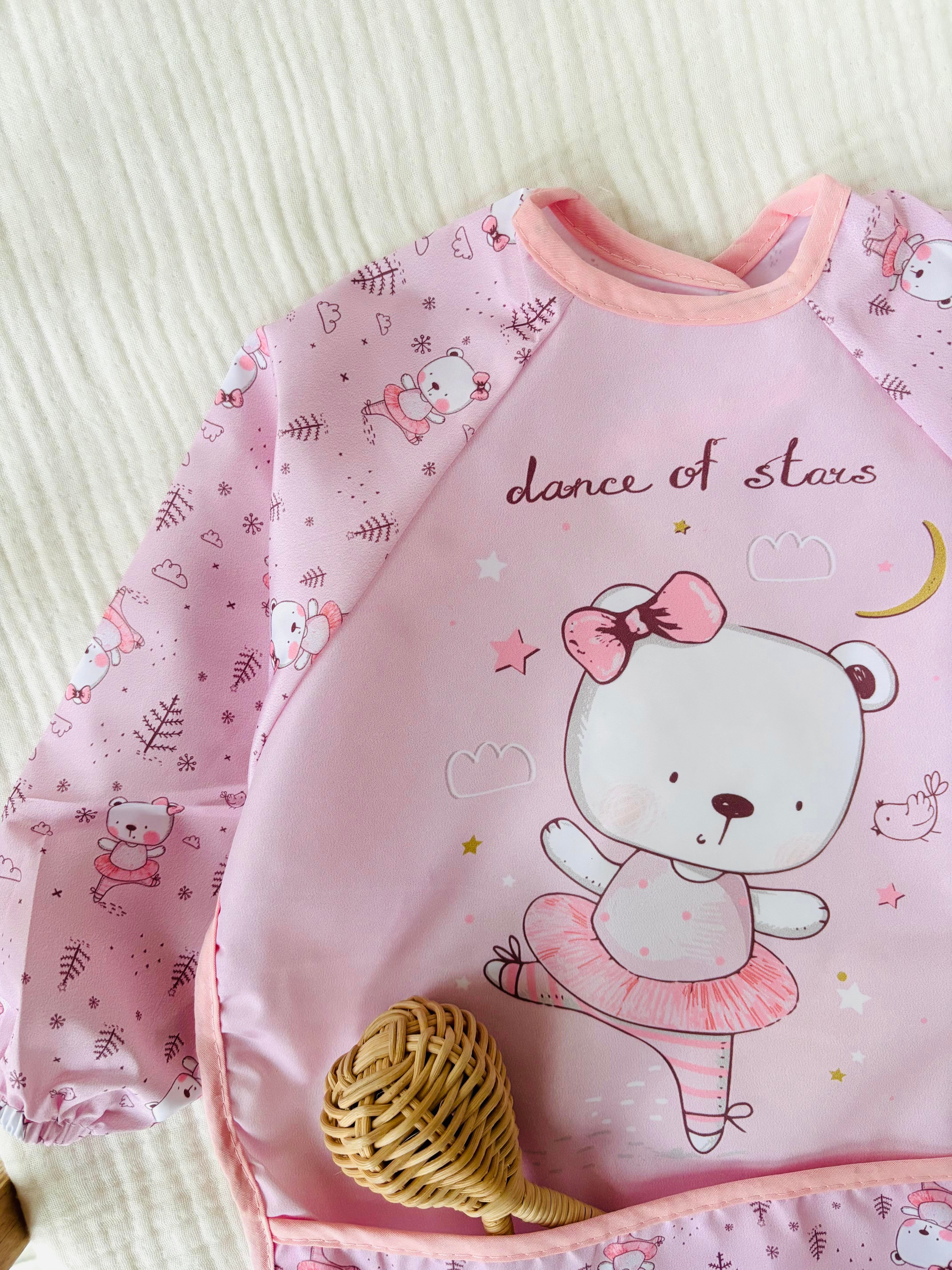 Pembe Ayıcıklı Kollu Mama Önlüğü