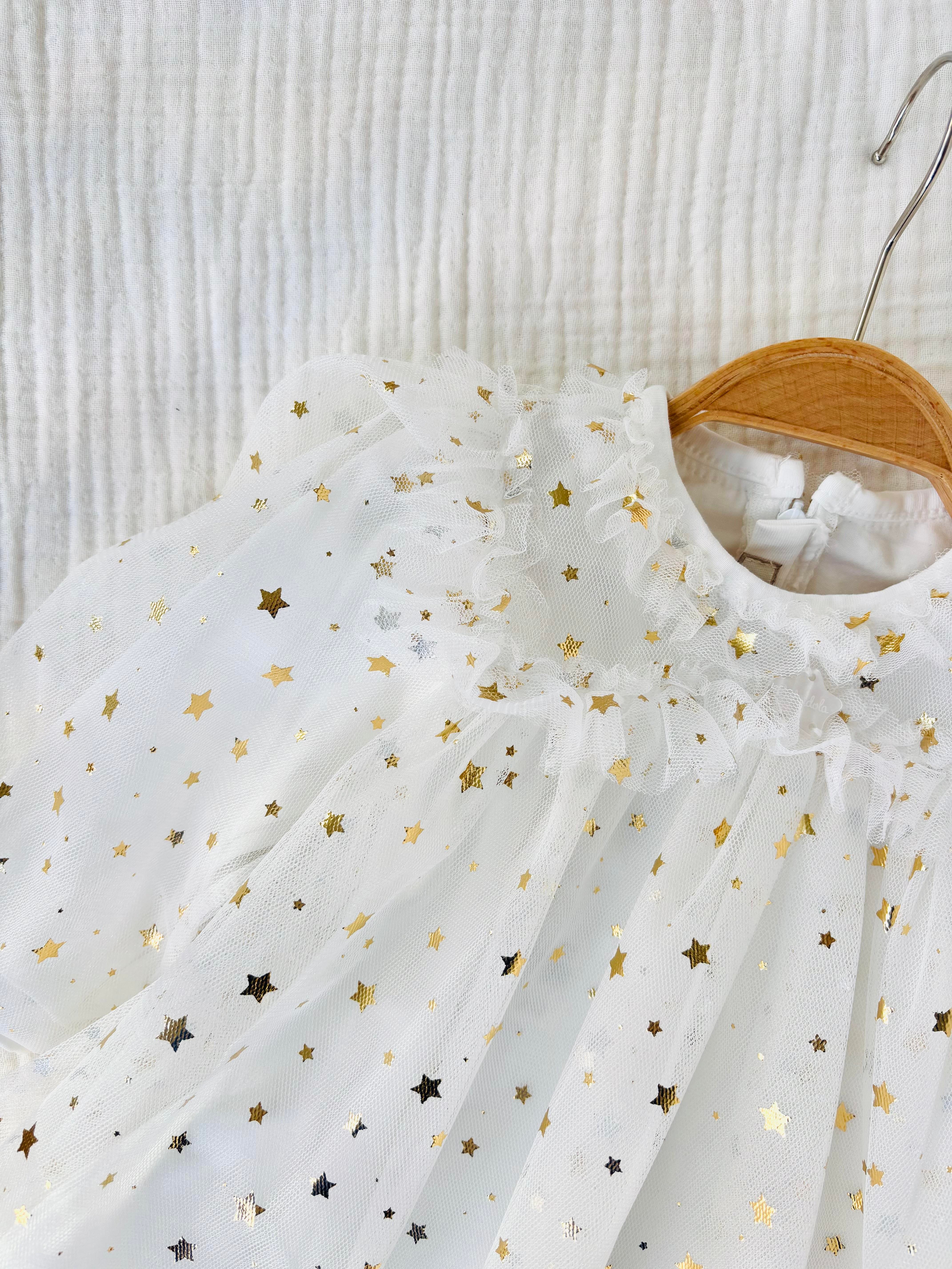 Princess Yıldızlı Elbise - Beyaz