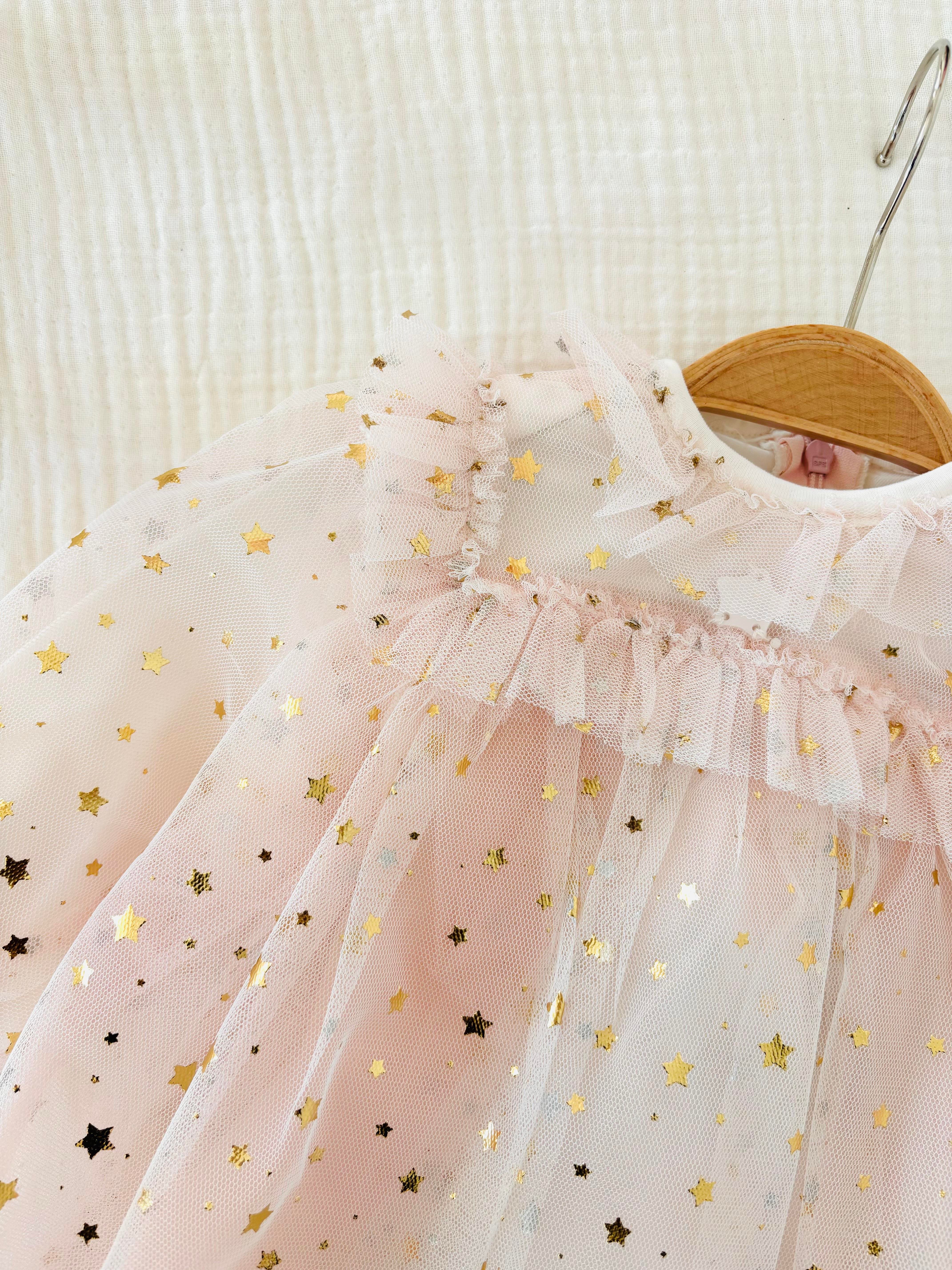 Princess Yıldızlı Elbise - Pudra