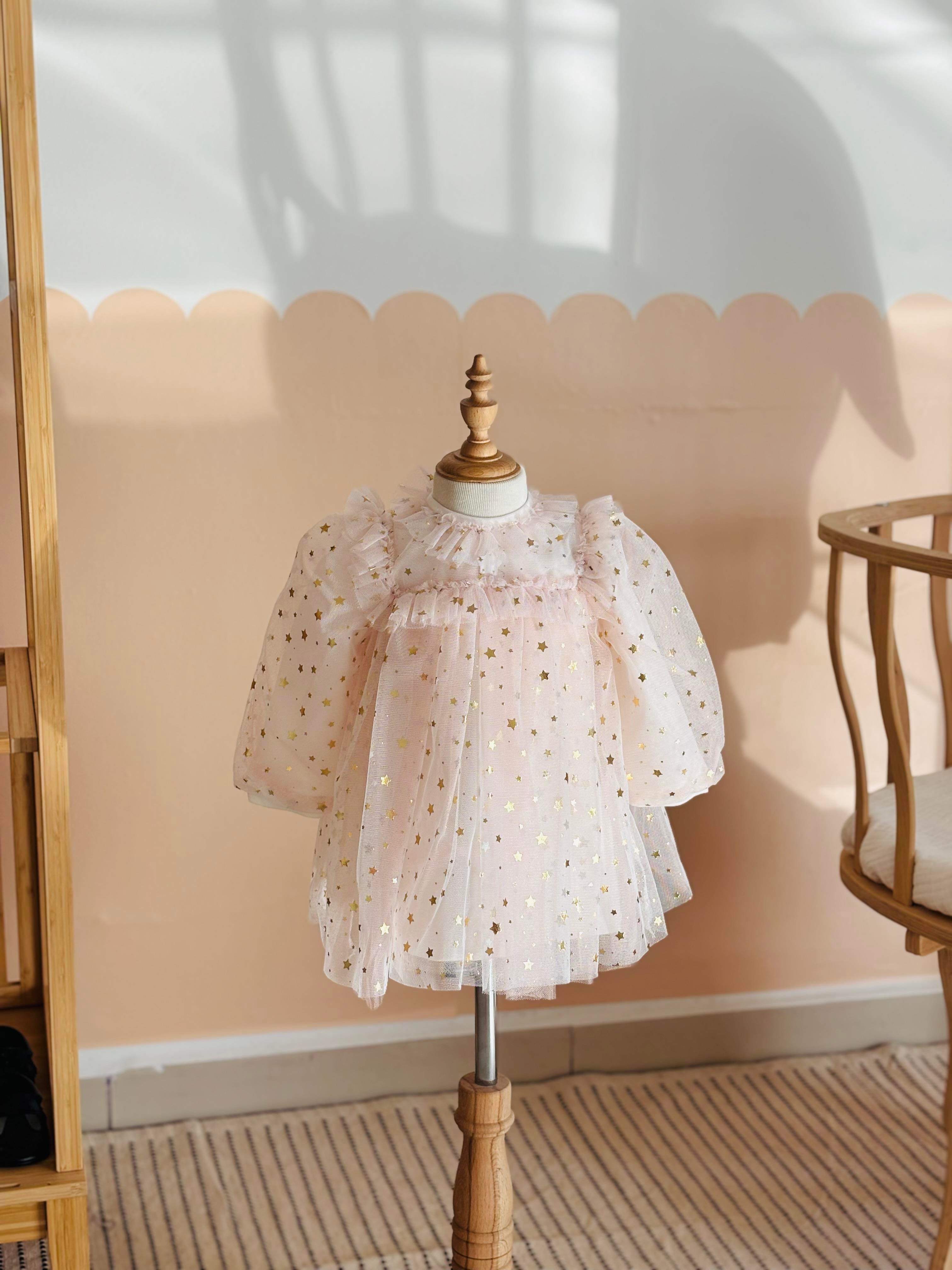 Princess Yıldızlı Elbise - Pudra