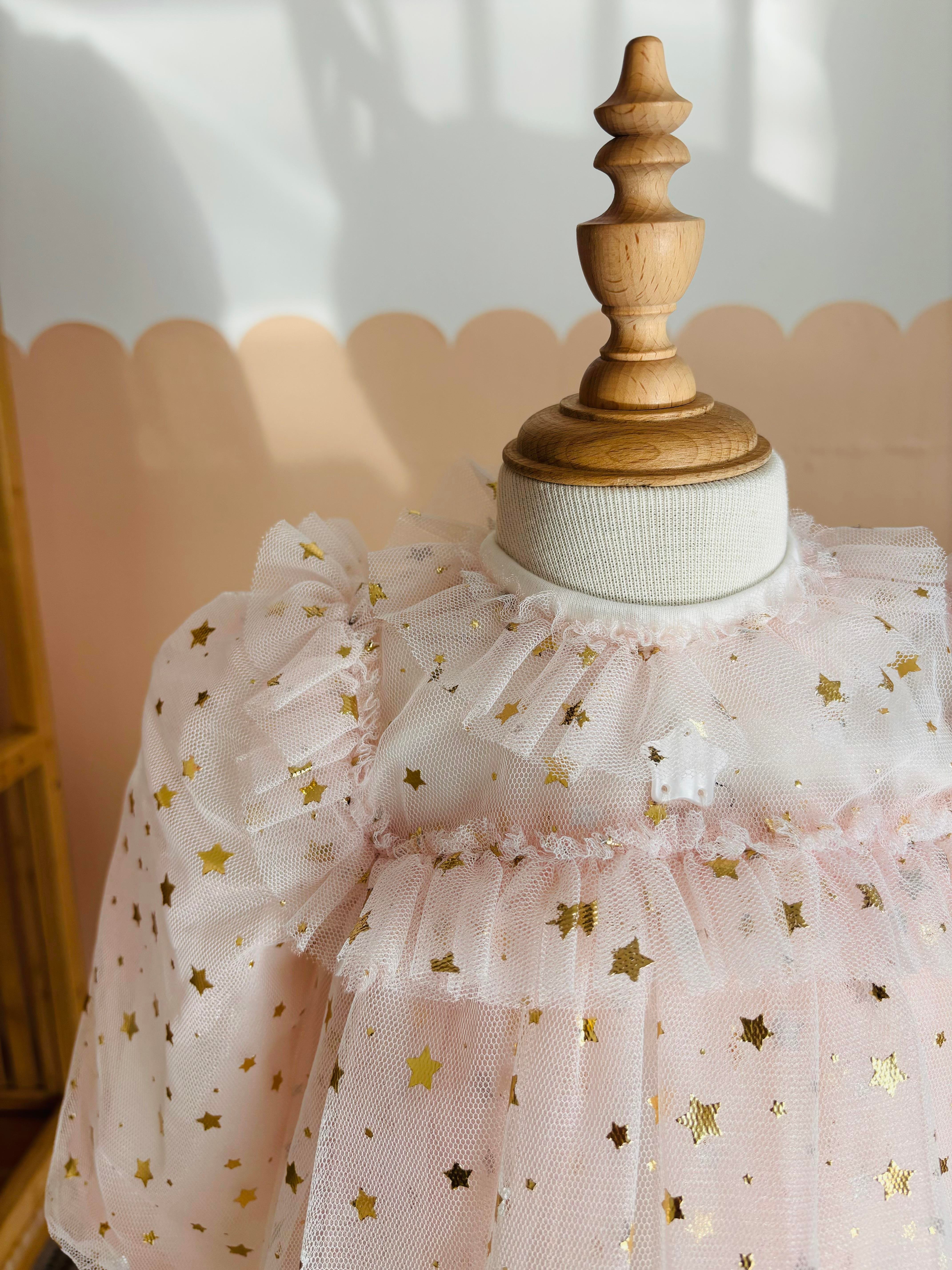 Princess Yıldızlı Elbise - Pudra