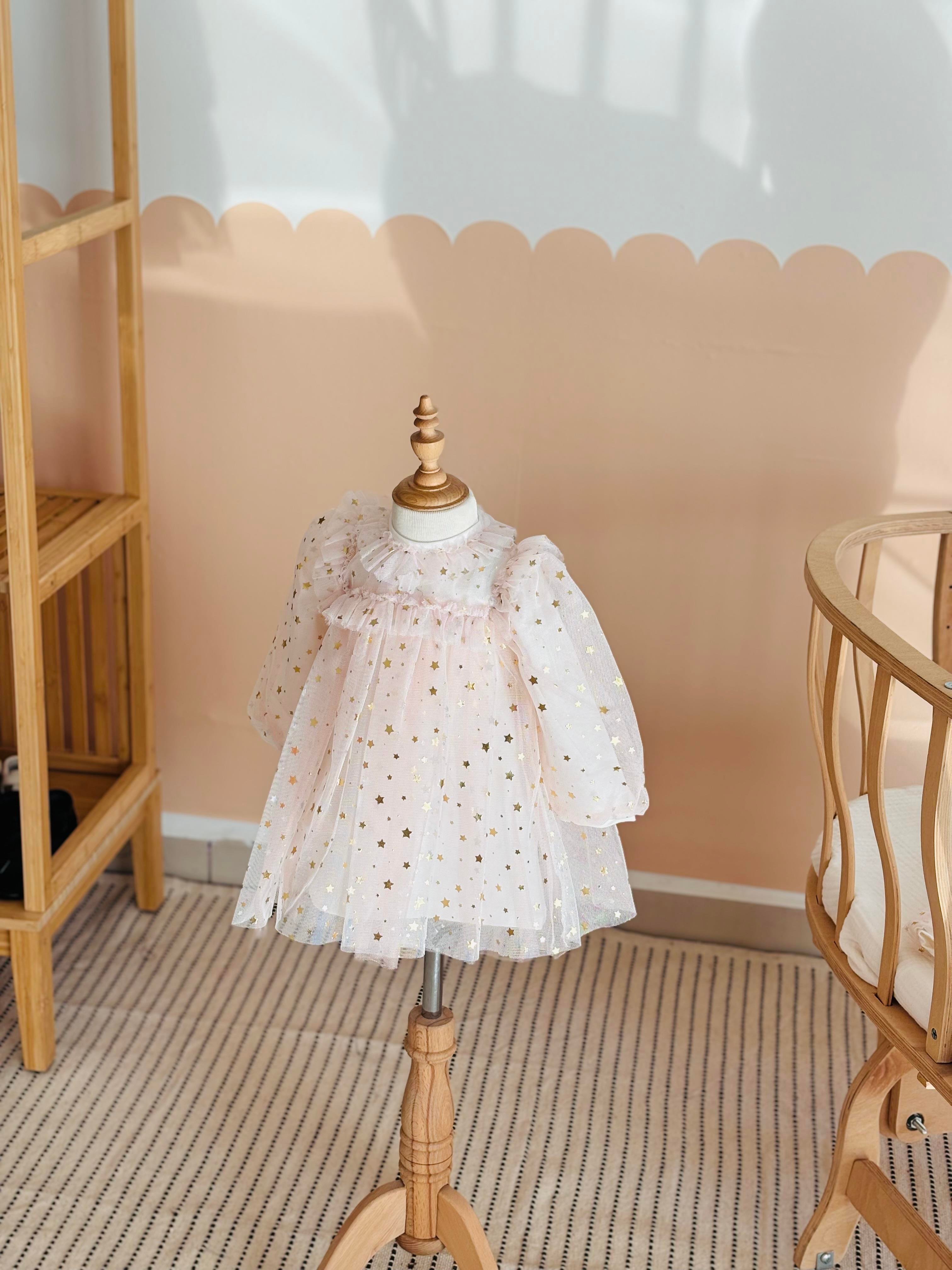 Princess Yıldızlı Elbise - Pudra