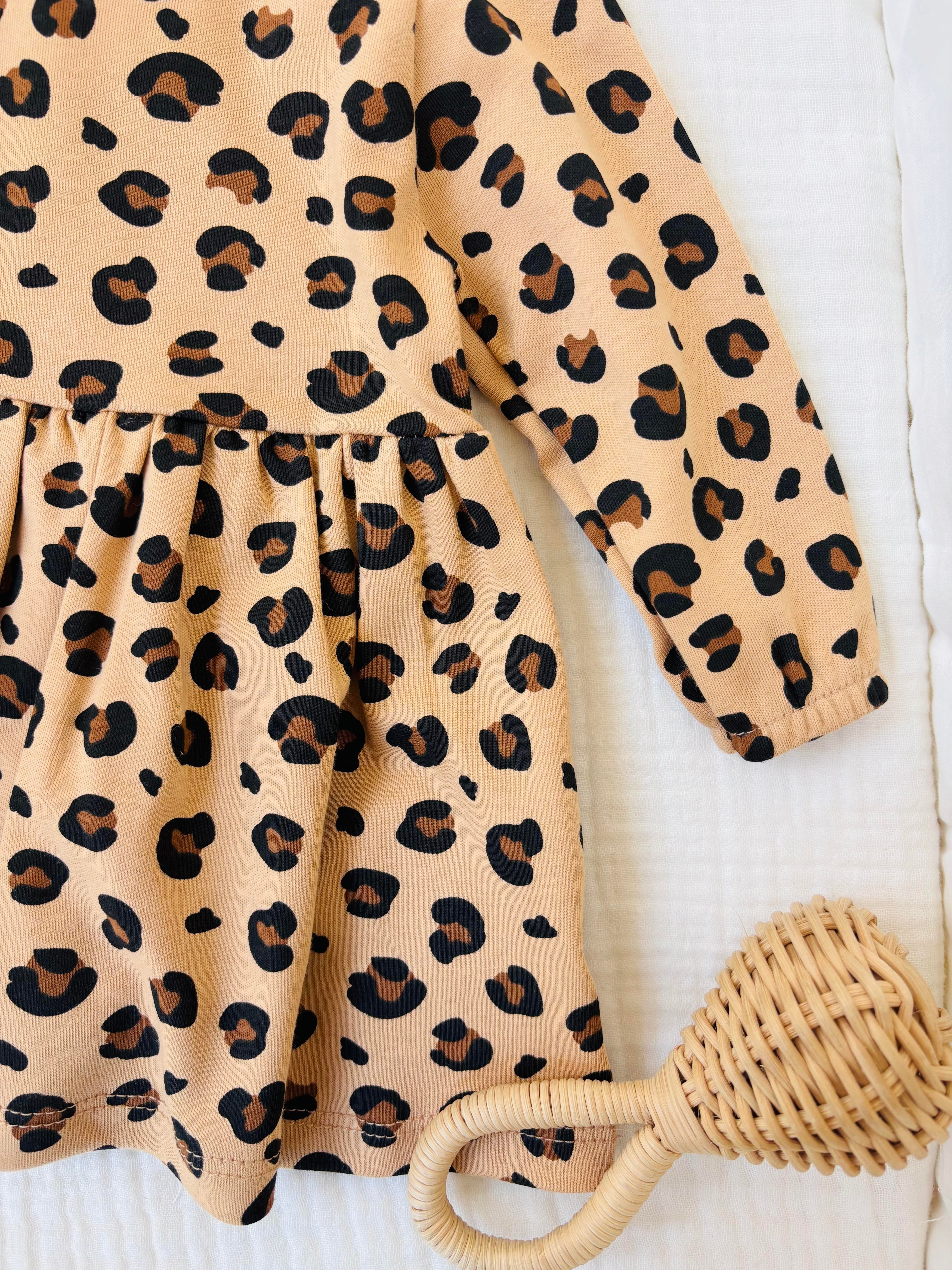 Reina Leoparlı Bandanalı Elbise