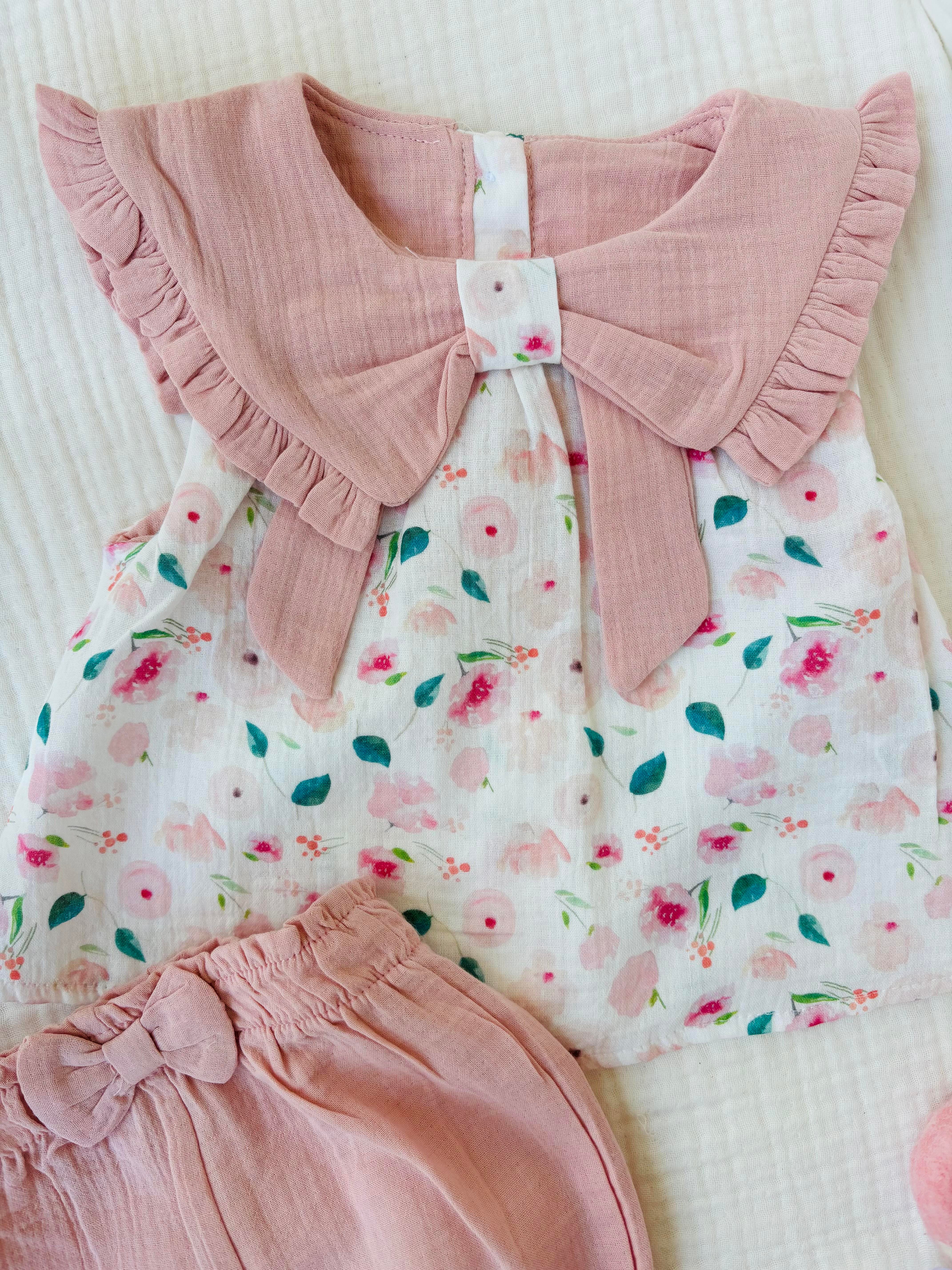 Renee Çiçekli Kız Bebek Takım