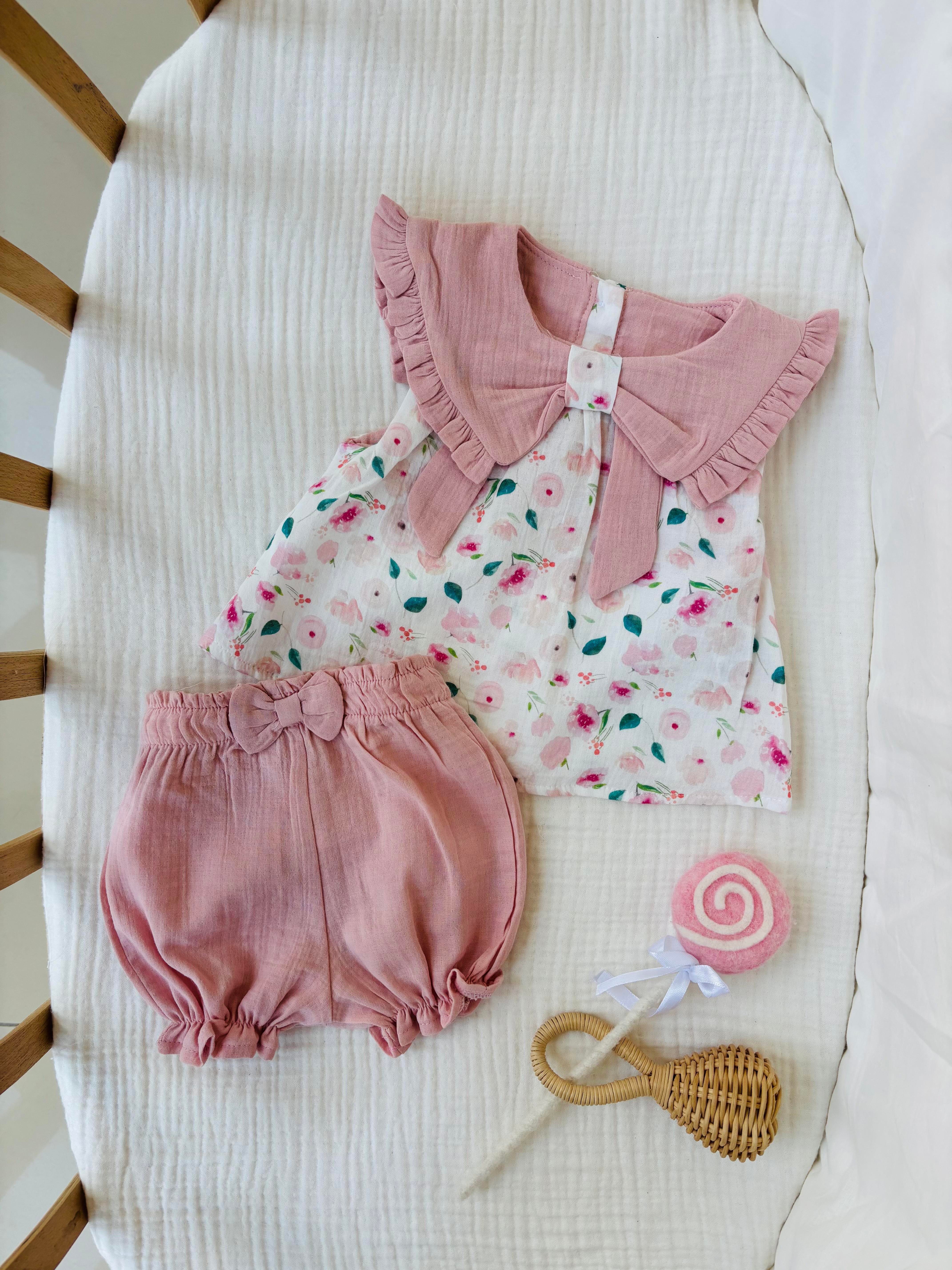 Renee Çiçekli Kız Bebek Takım