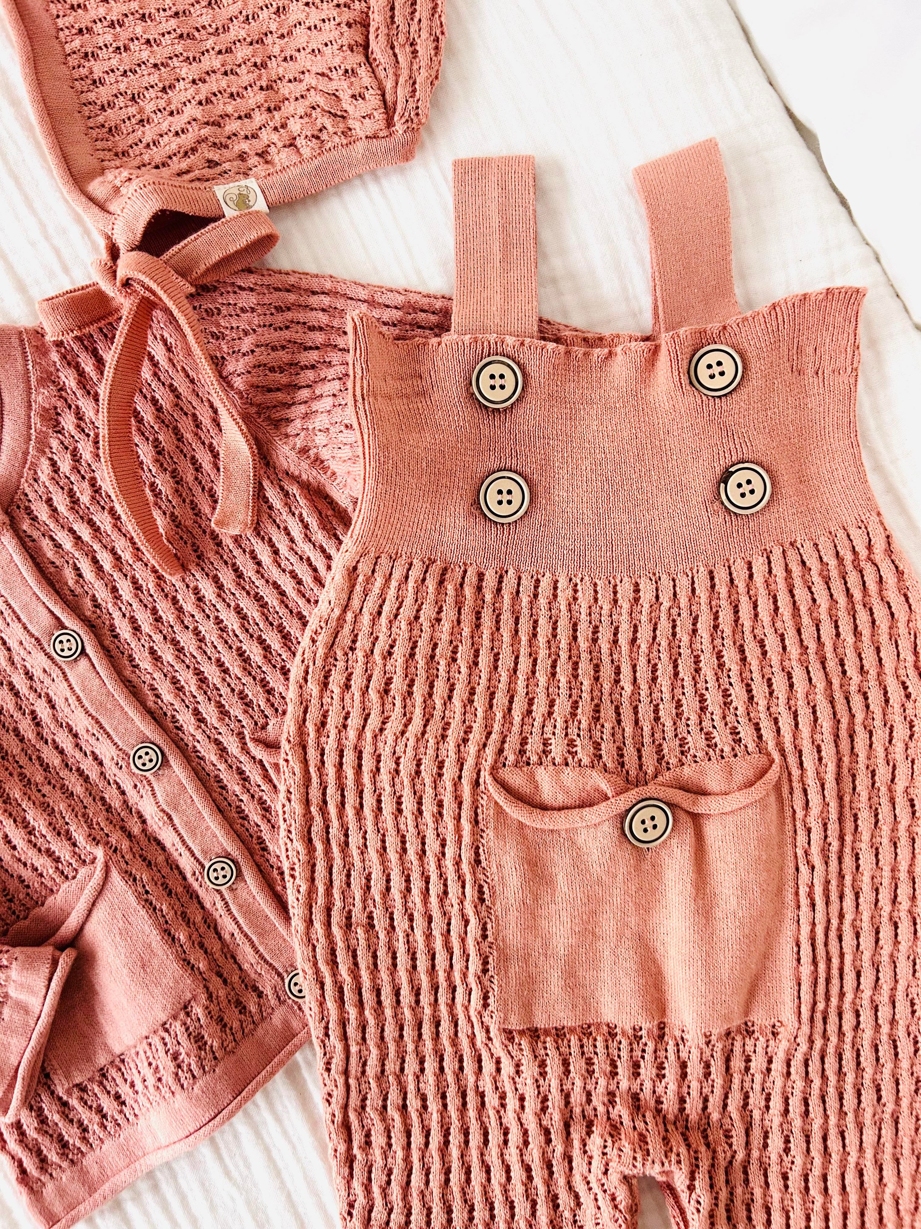 Rosa 3 Parça Triko Salopet Takım - Gül Kurusu