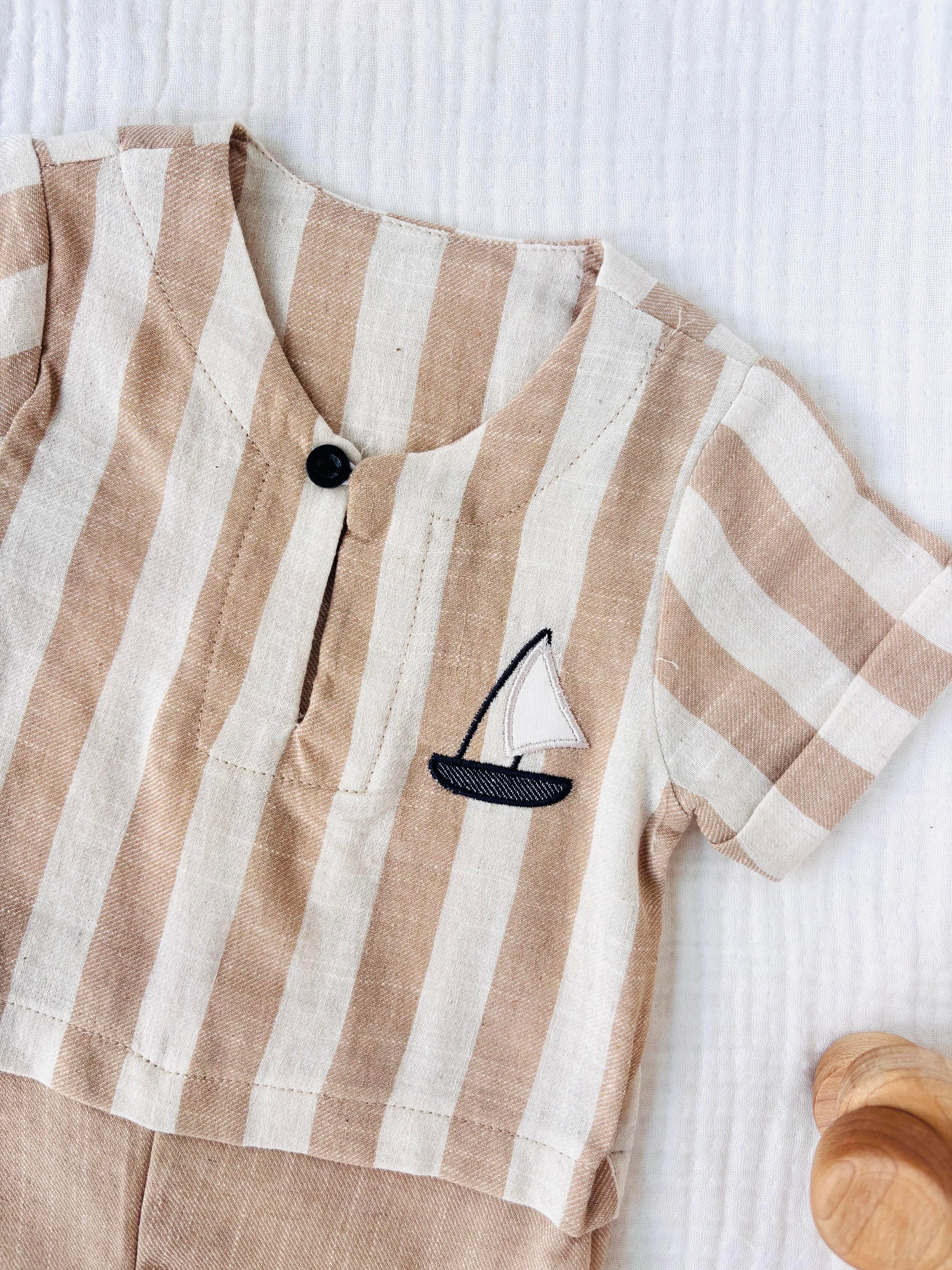 Sailboat Takım Görünümlü Tulum - Krem