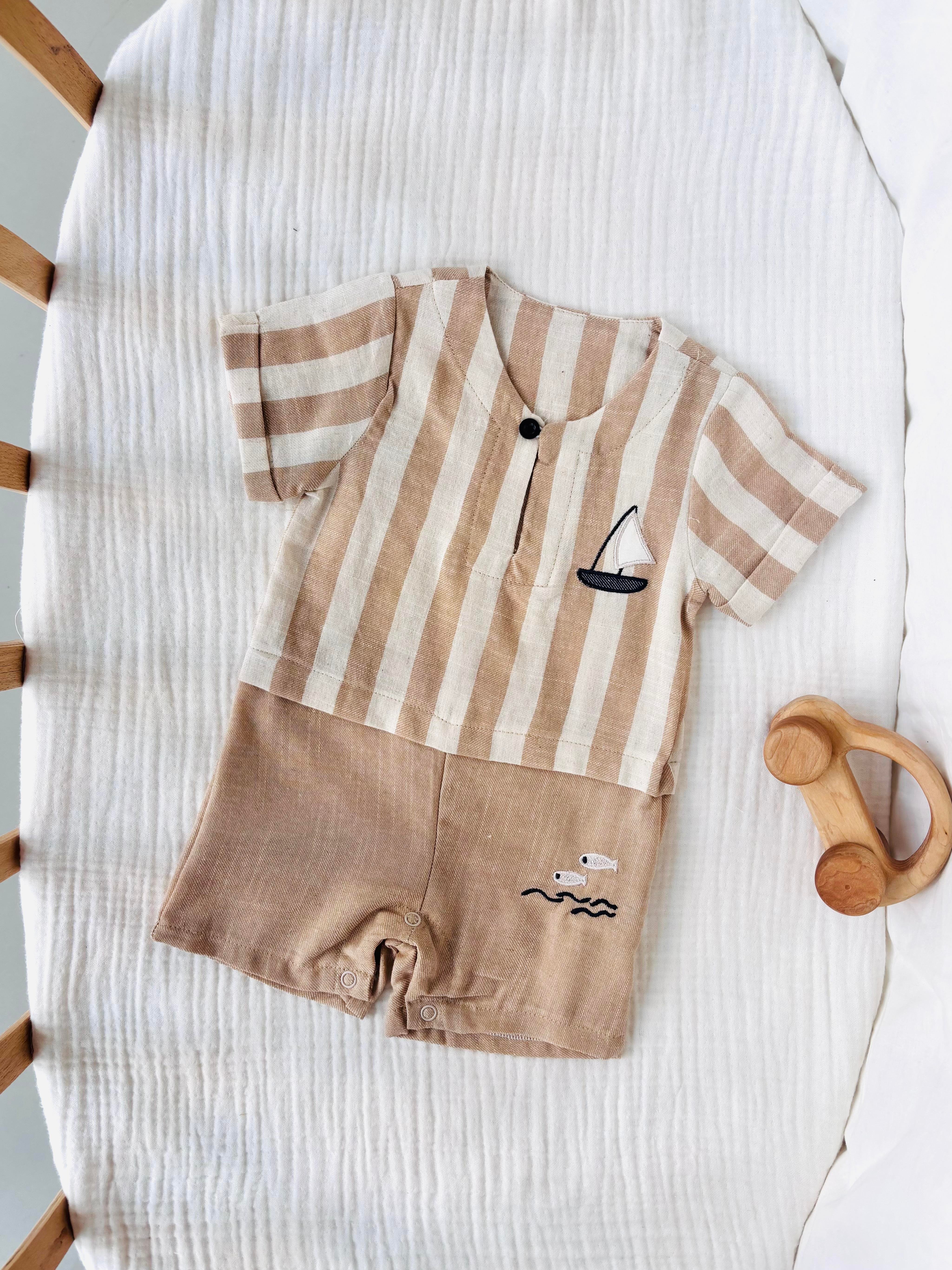 Sailboat Takım Görünümlü Tulum - Krem