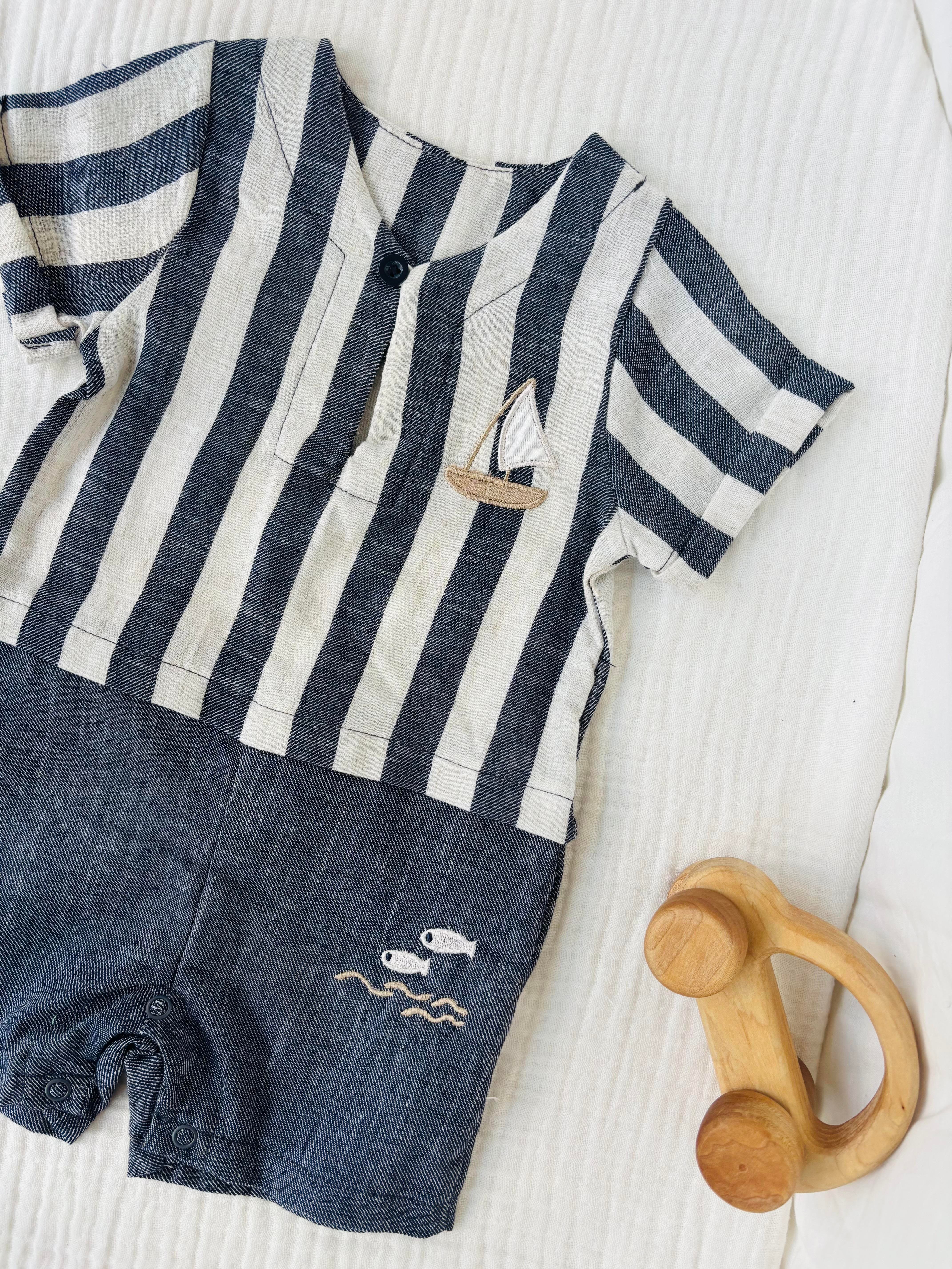 Sailboat Takım Görünümlü Tulum - Lacivert