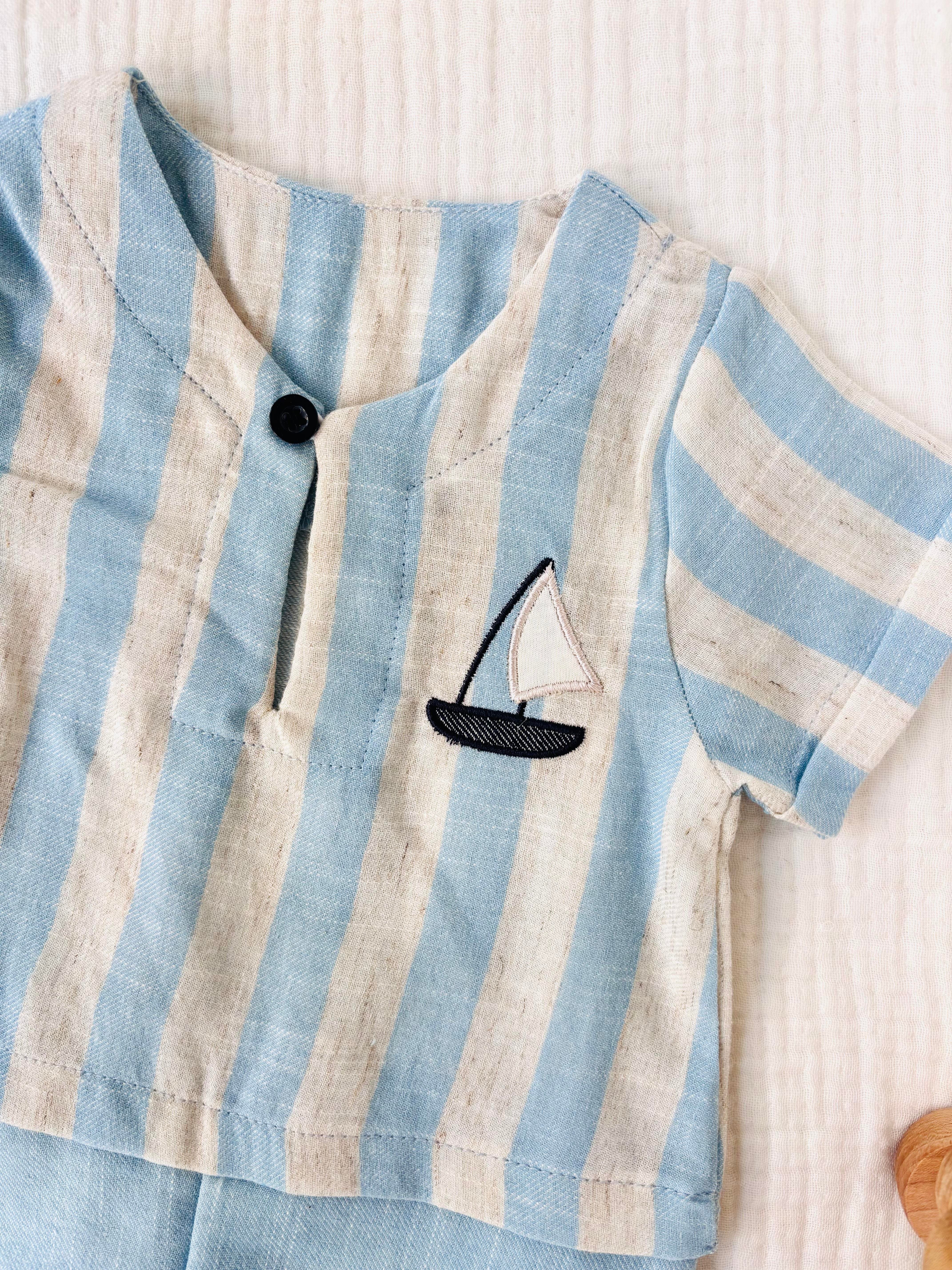 Sailboat Takım Görünümlü Tulum - Mavi