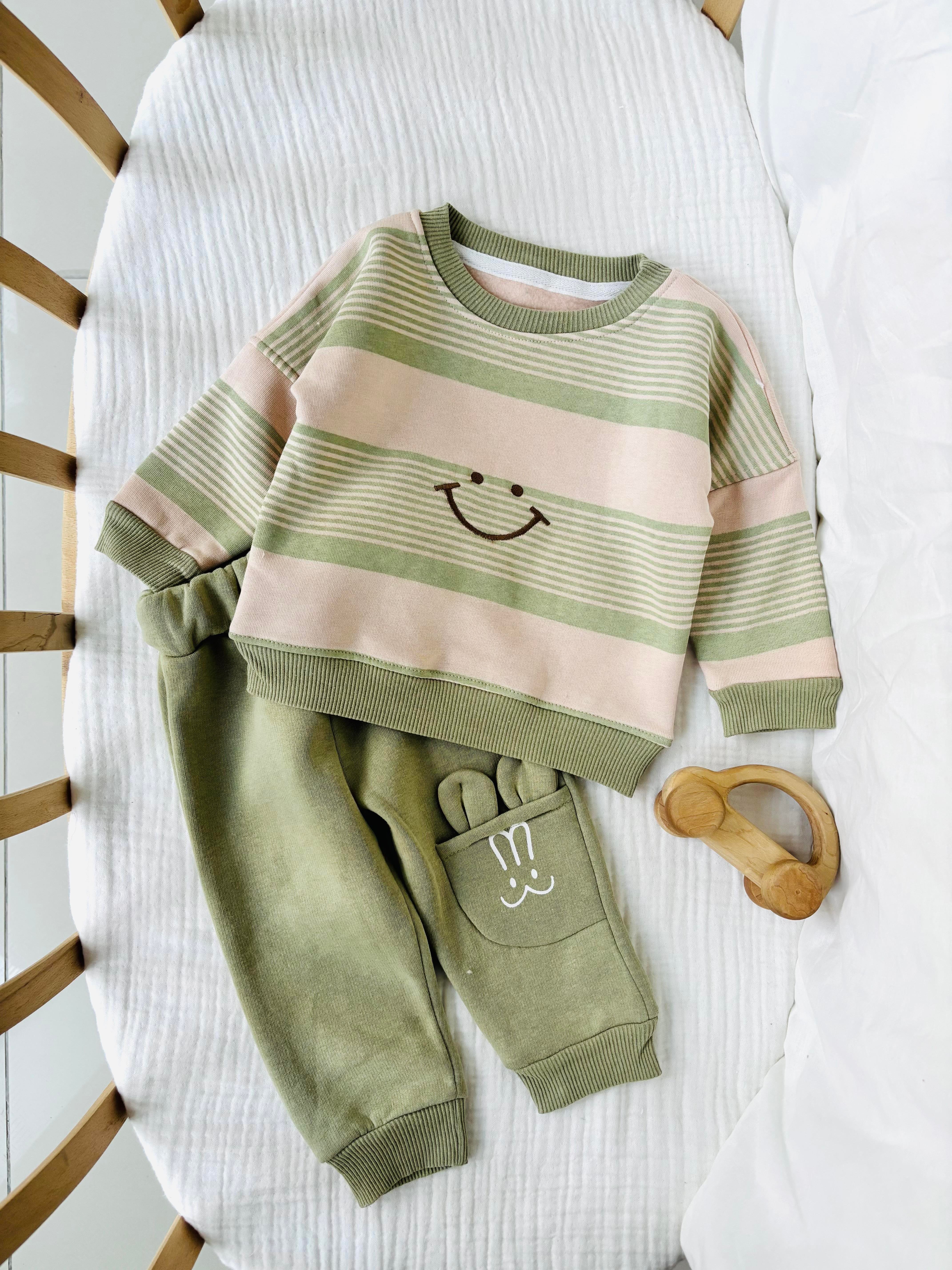 Smile Çizgili Takım - Yeşil