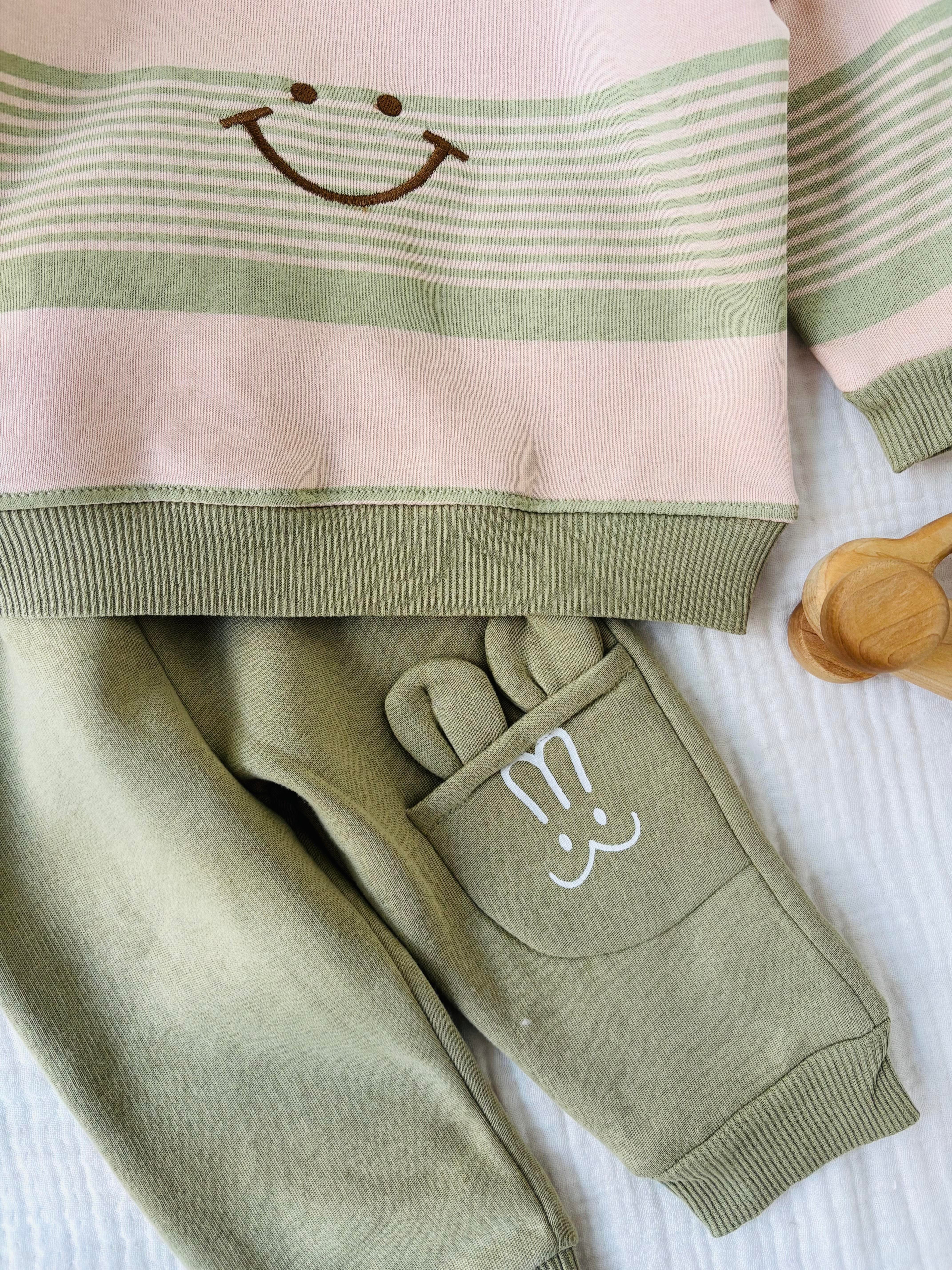 Smile Çizgili Takım - Yeşil