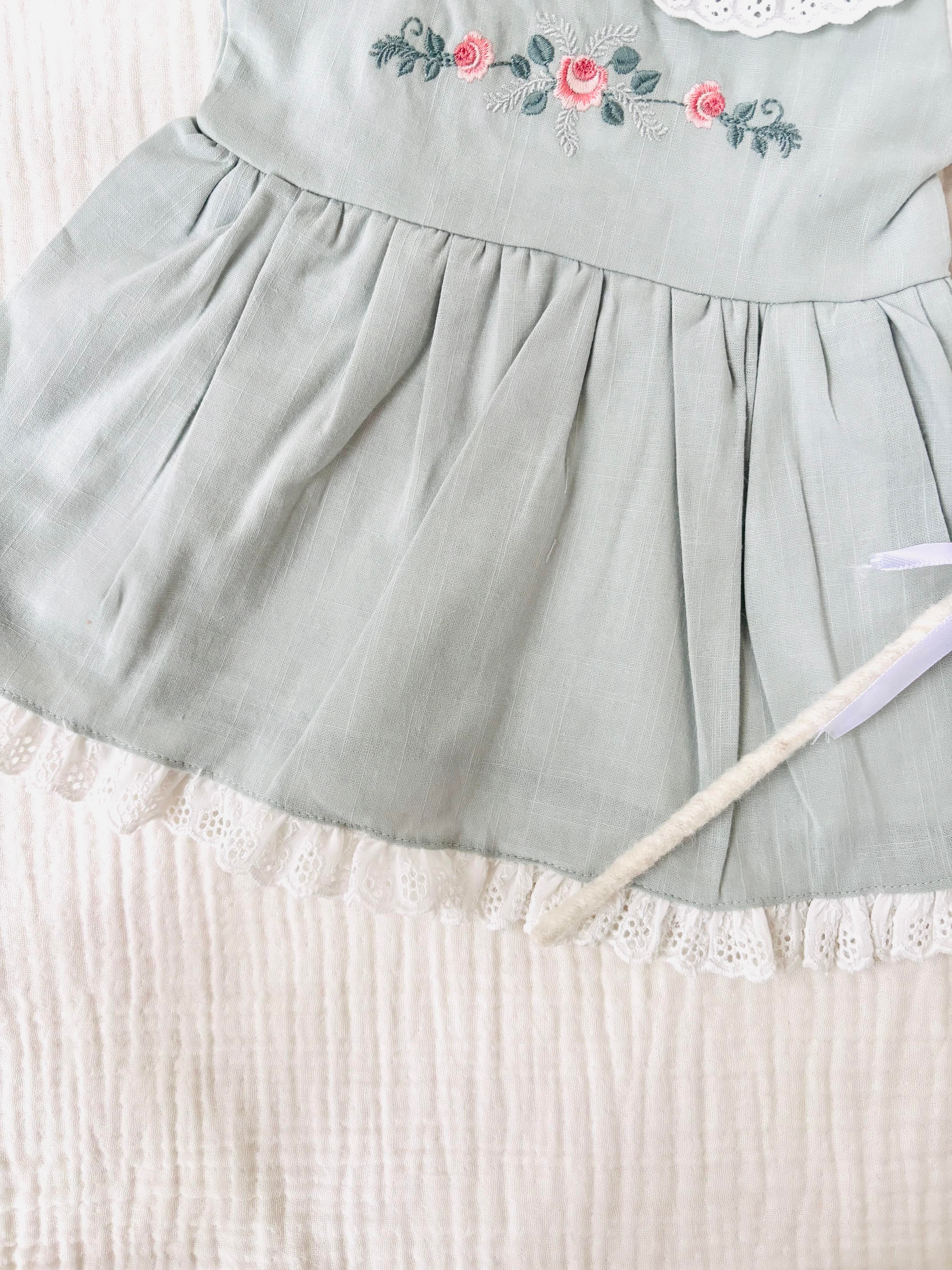 Stacie Çiçek Nakışlı Elbise - Mint