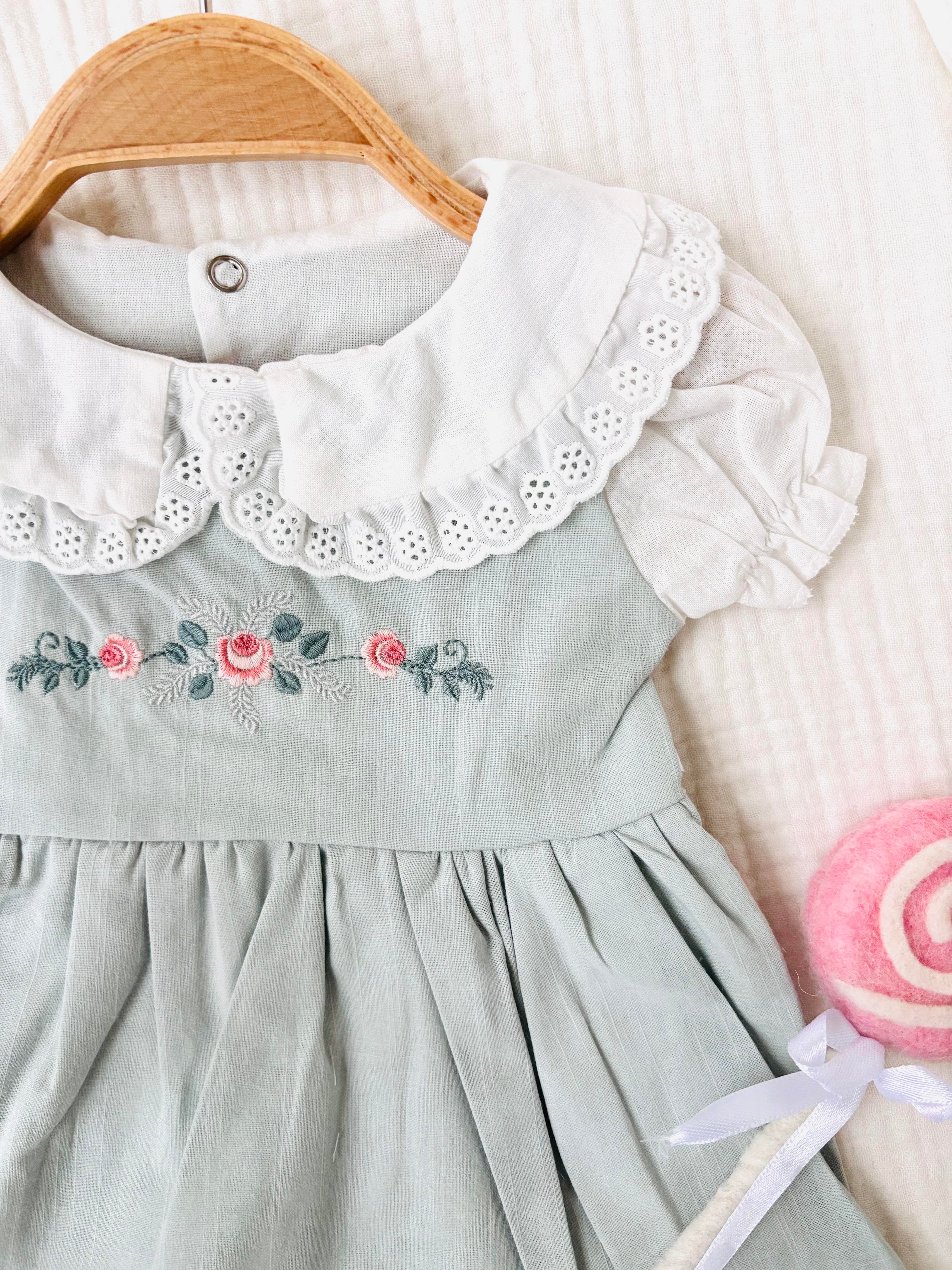 Stacie Çiçek Nakışlı Elbise - Mint