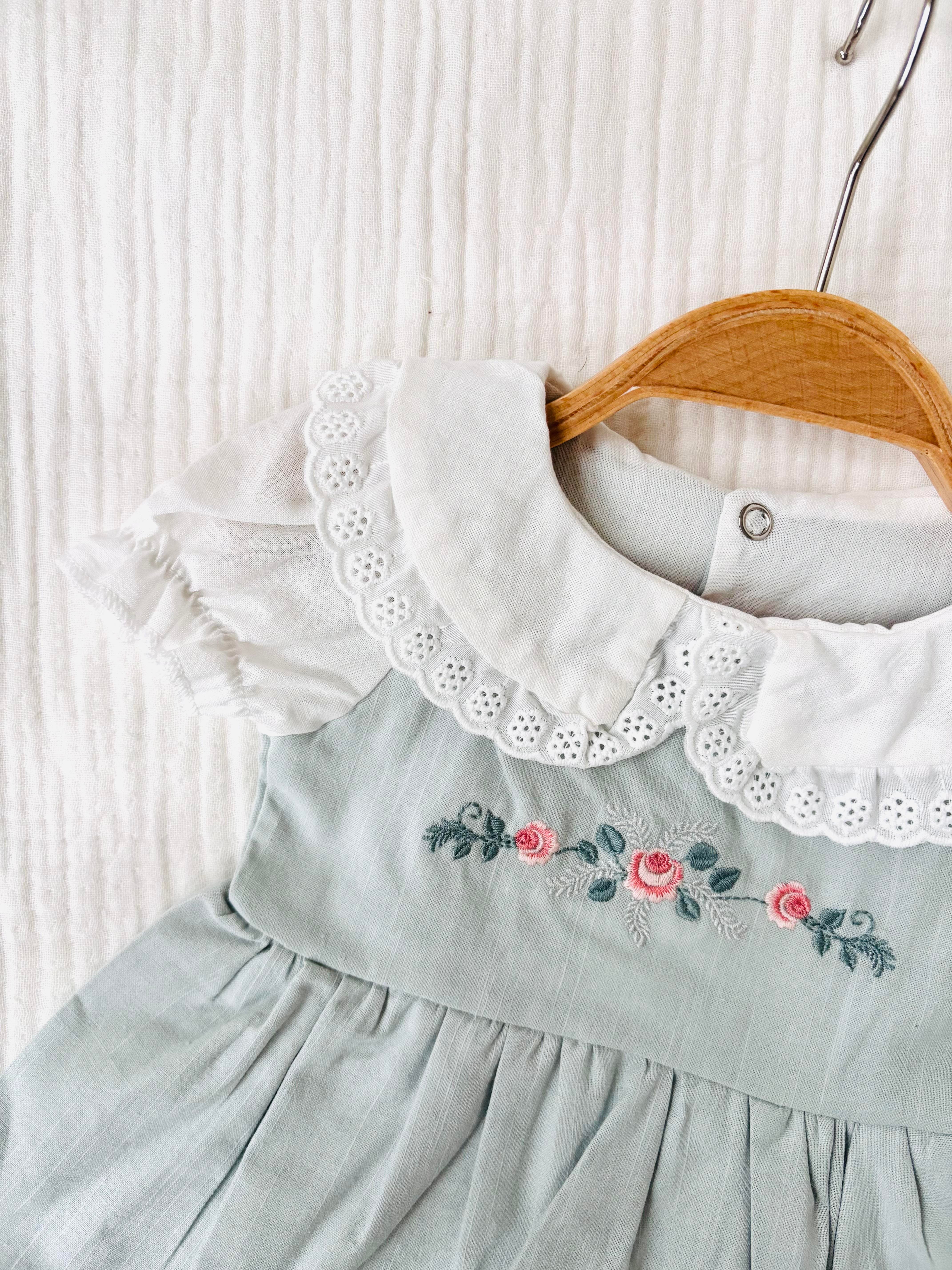 Stacie Çiçek Nakışlı Elbise - Mint