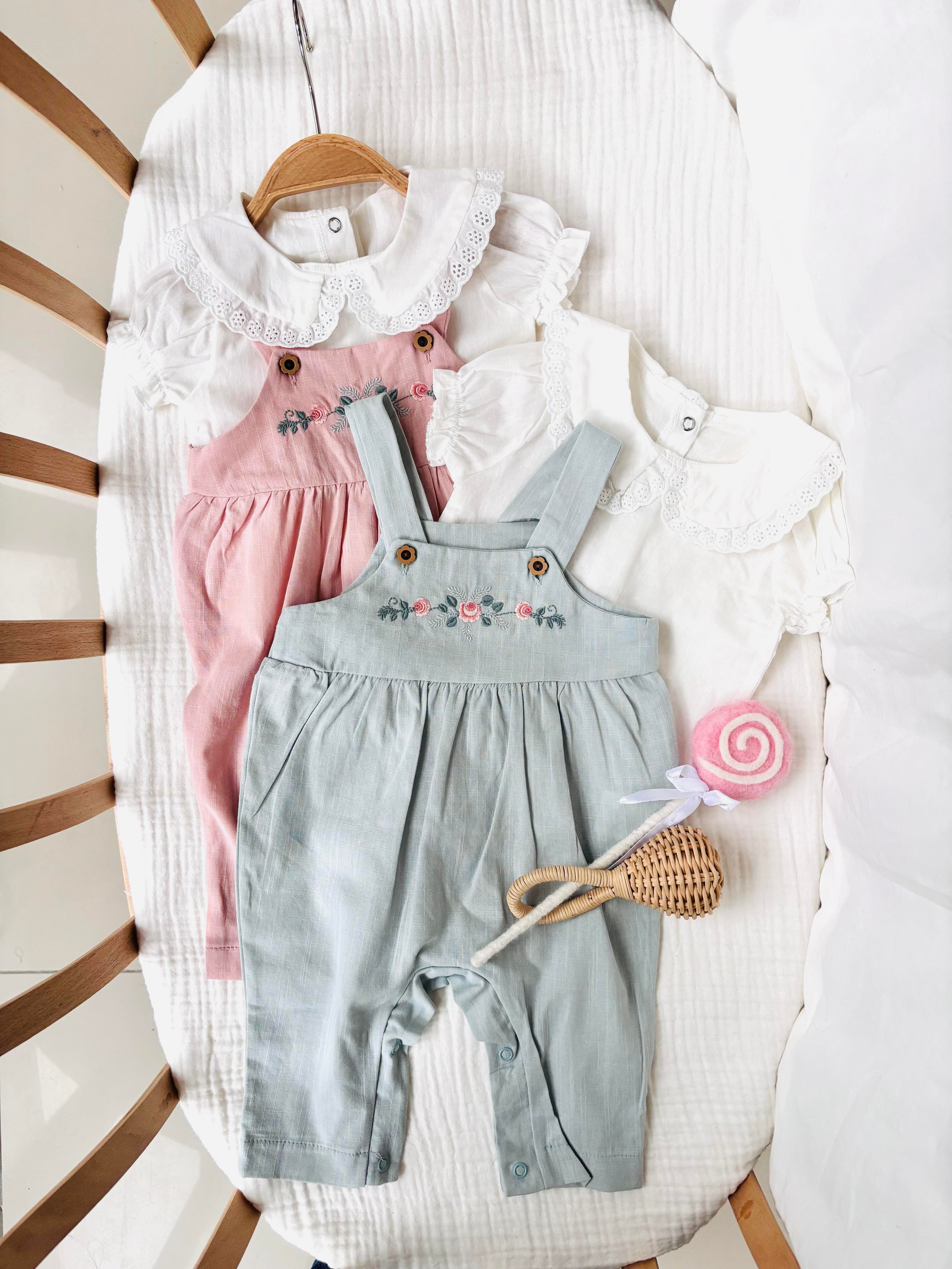 Stacie Çiçek Nakışlı Salopet Takım -  Mint