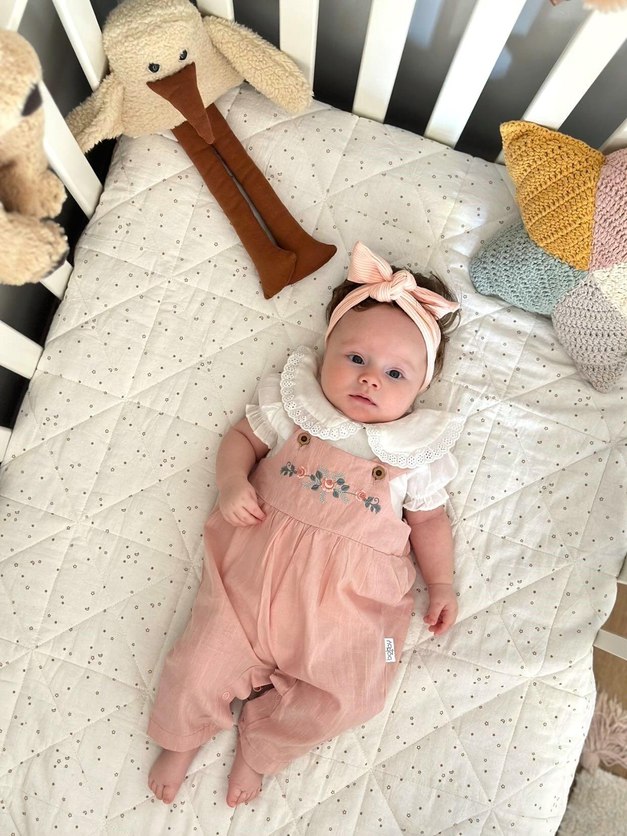 Stacie Çiçek Nakışlı Salopet Takım -  Pembe