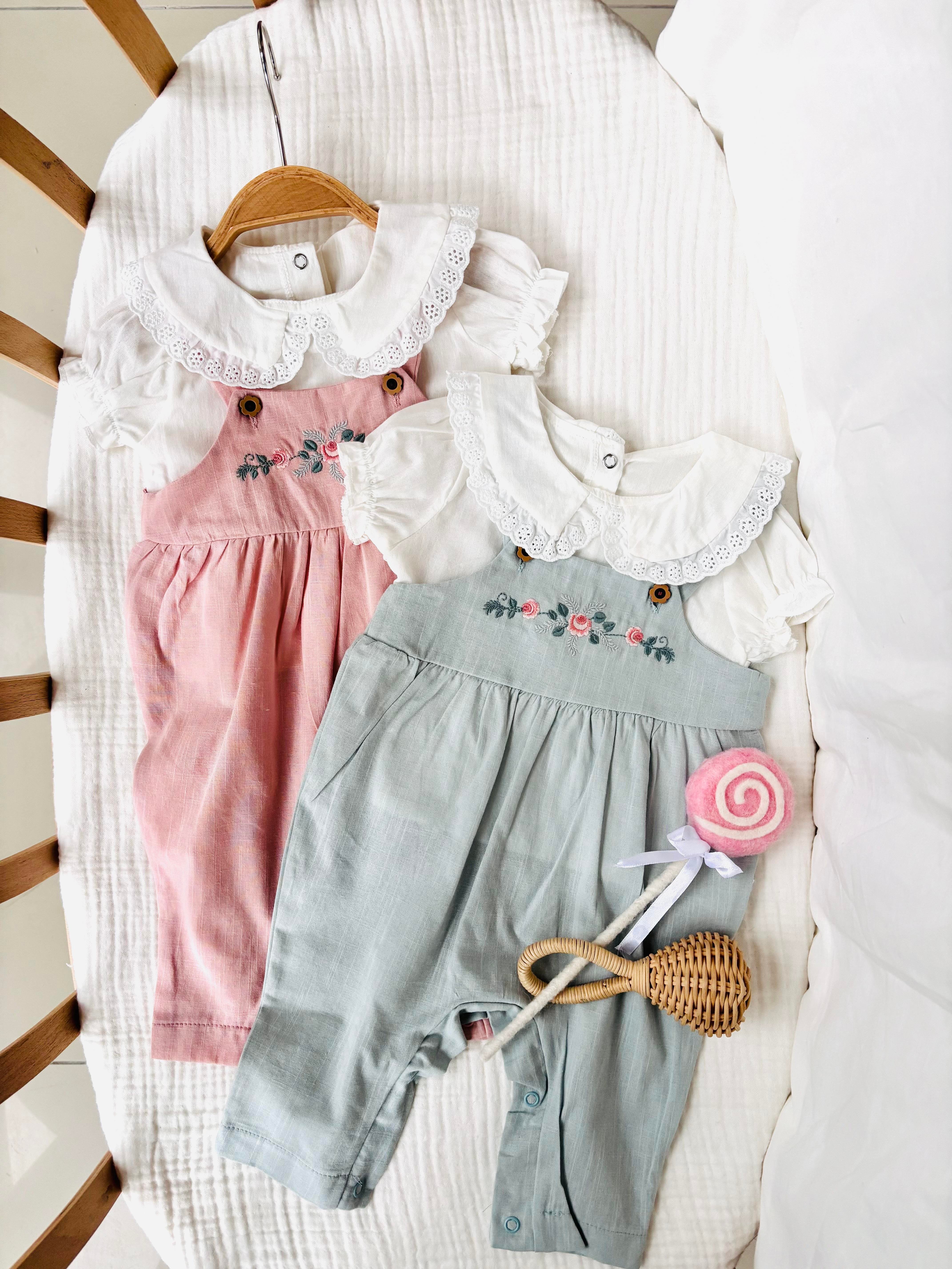 Stacie Çiçek Nakışlı Salopet Takım -  Pembe