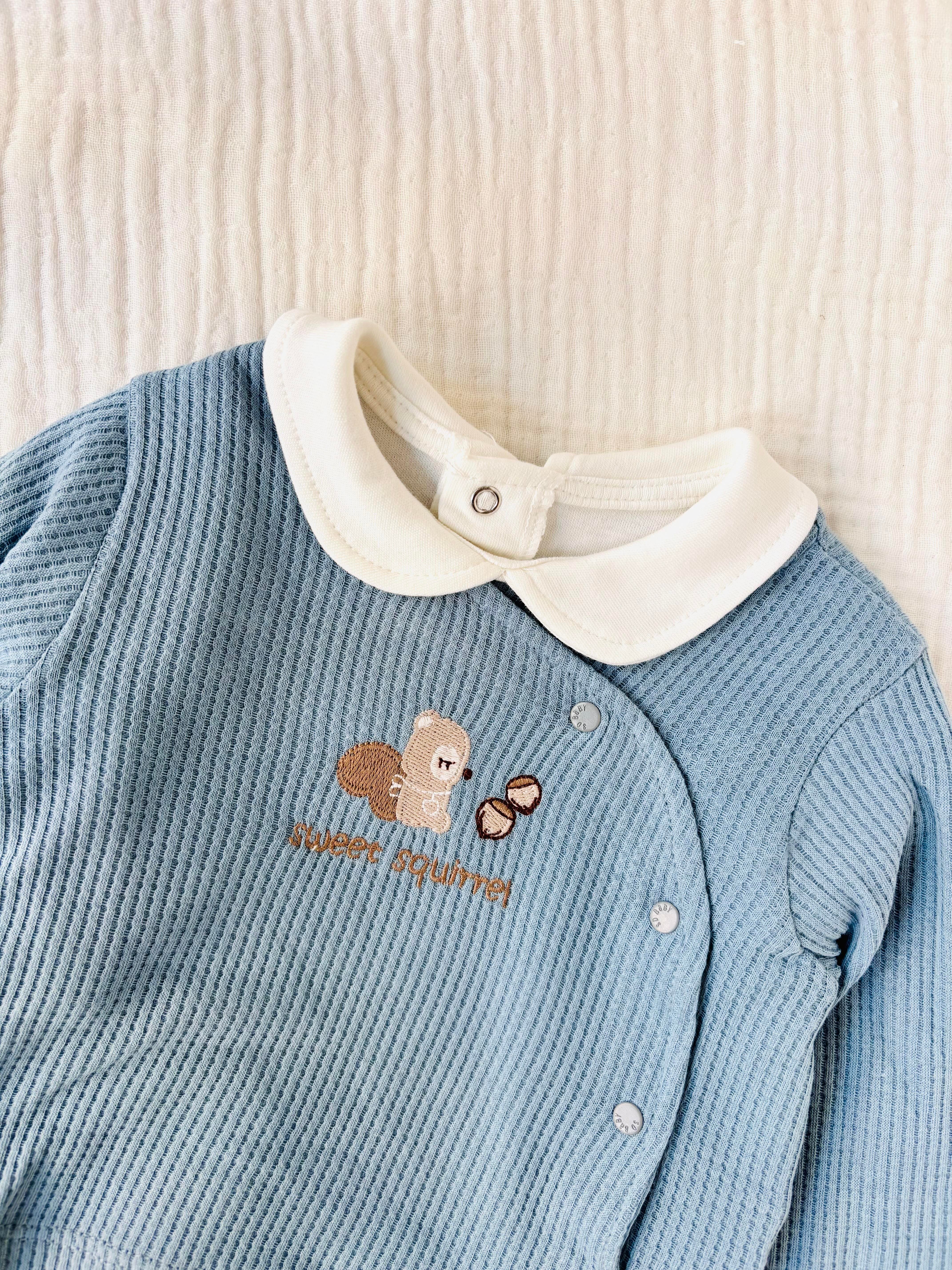 Sweet 3 Parça Waffle Kumaş Takım - Mavi